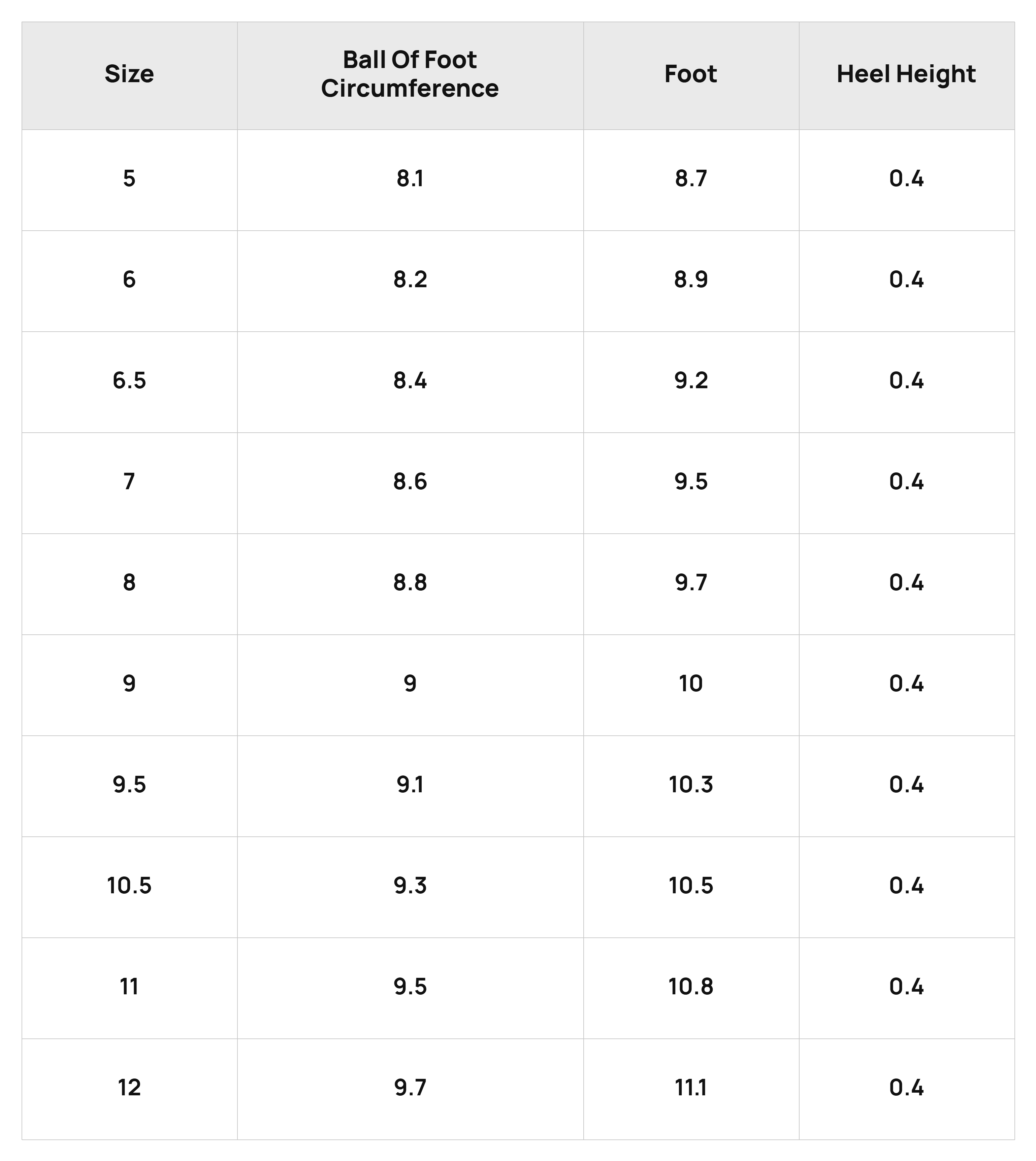 Size Chart