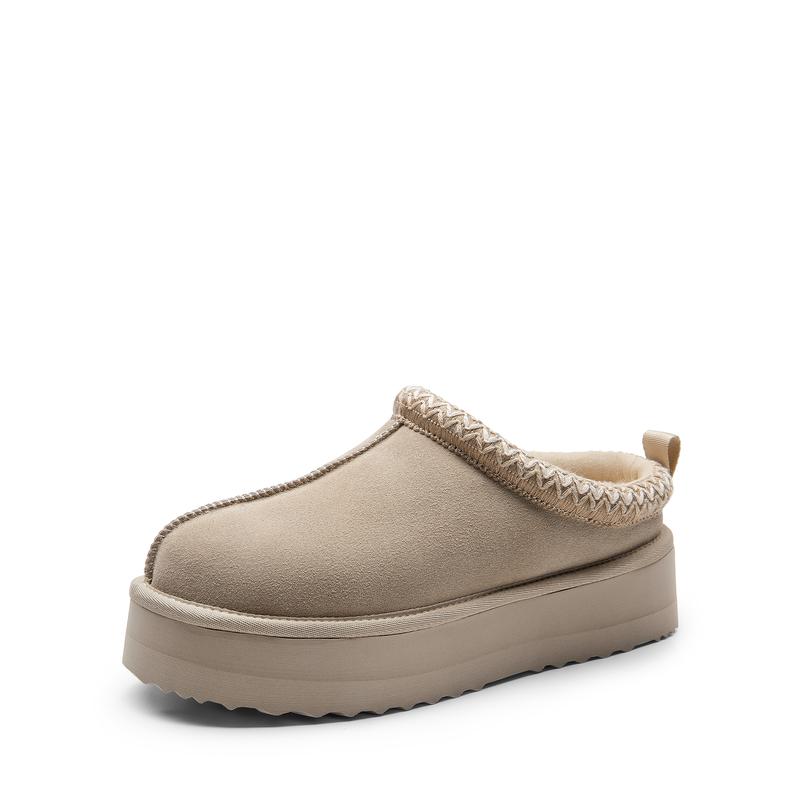 Casual Suede Platform Faux Fur Slippers For Women
