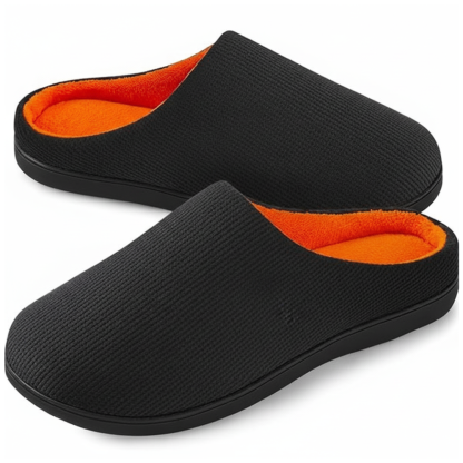 Mens Two Tone Memory Foam Indoor Slippers with Non Slip Sole