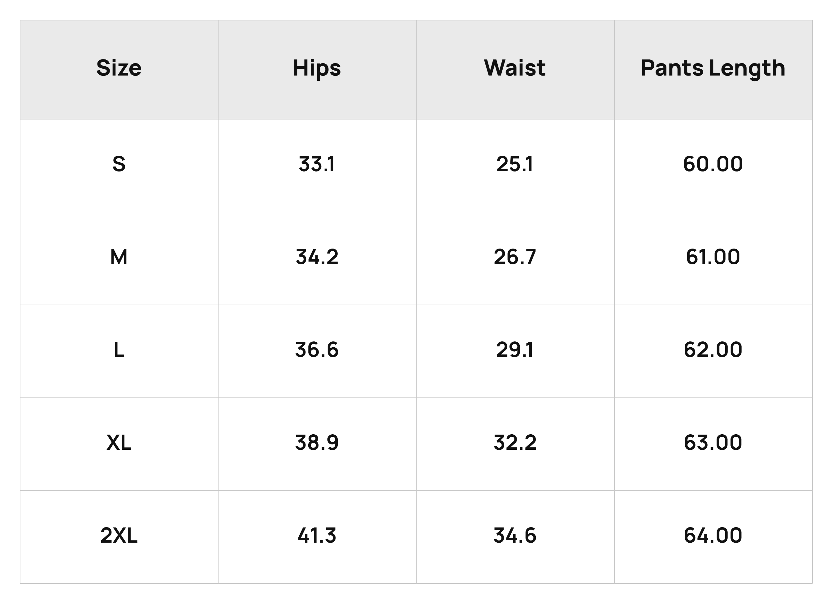 Size Chart