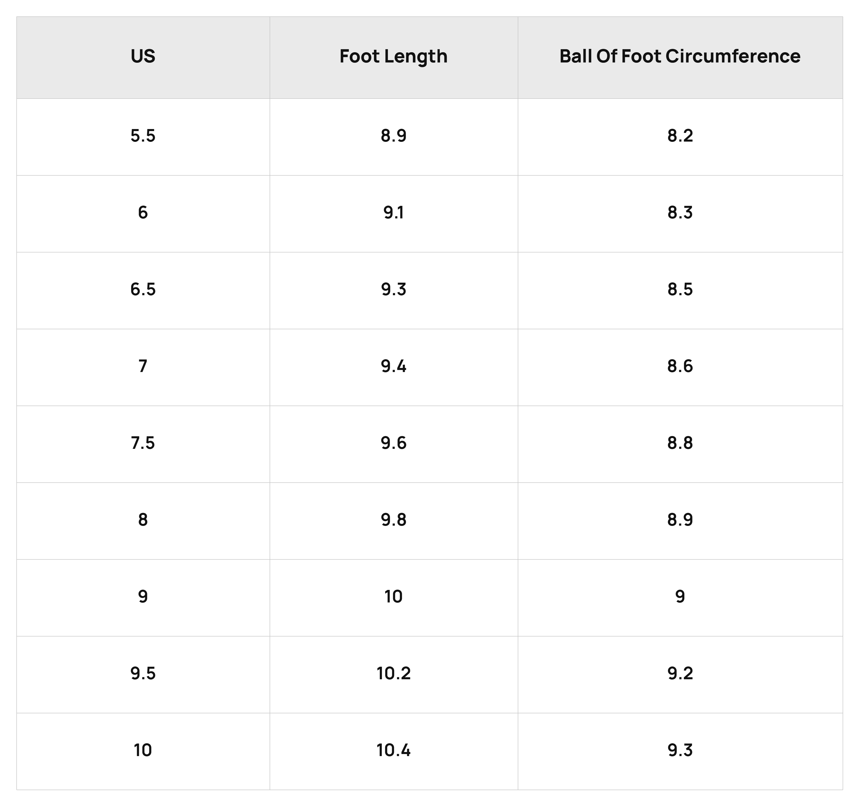 Size Chart