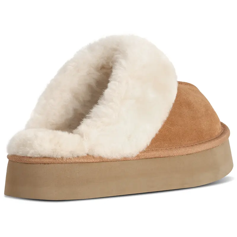 Faux Fur Fuzzy Platform Slippers For Women