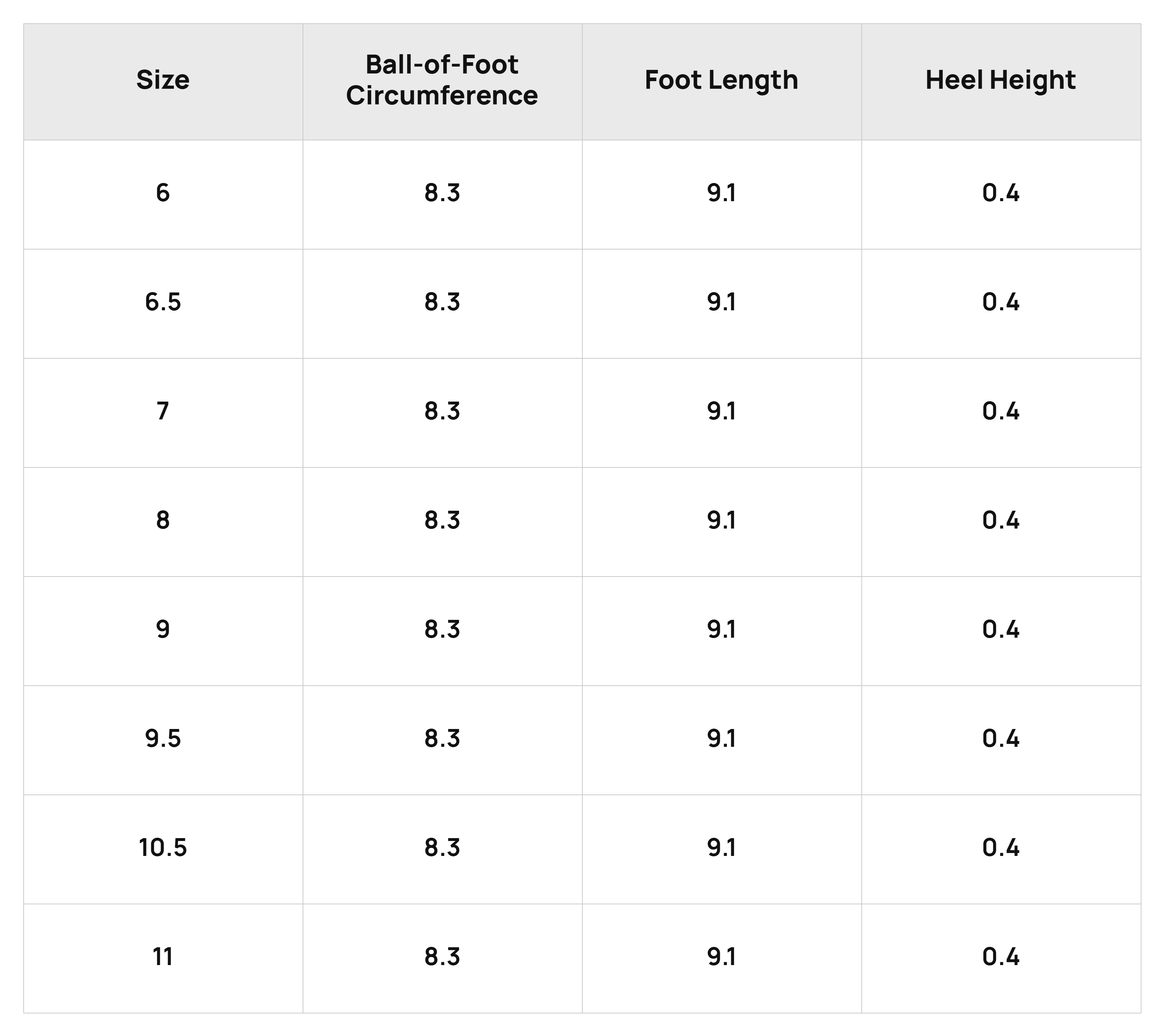Size Chart