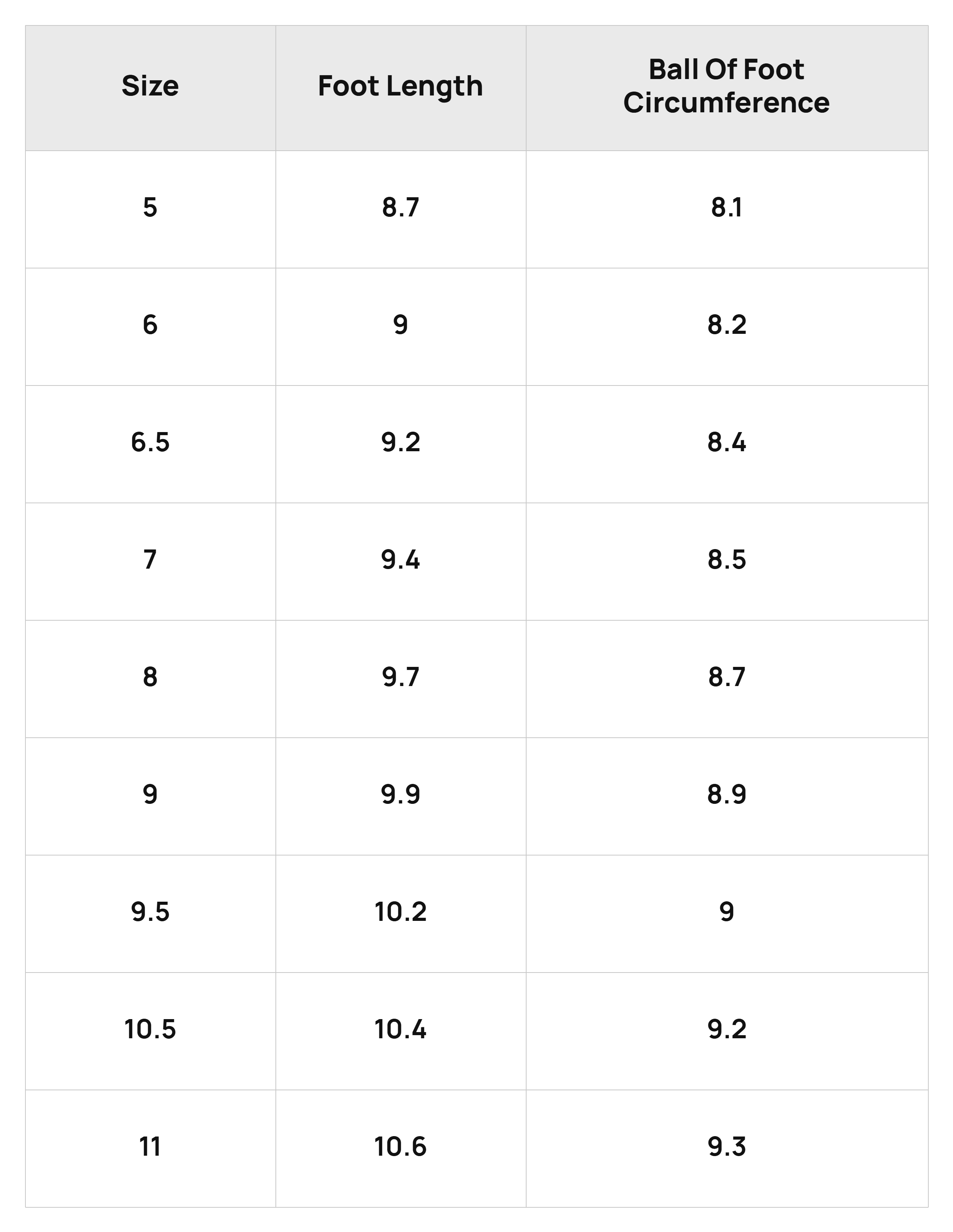 Size Chart