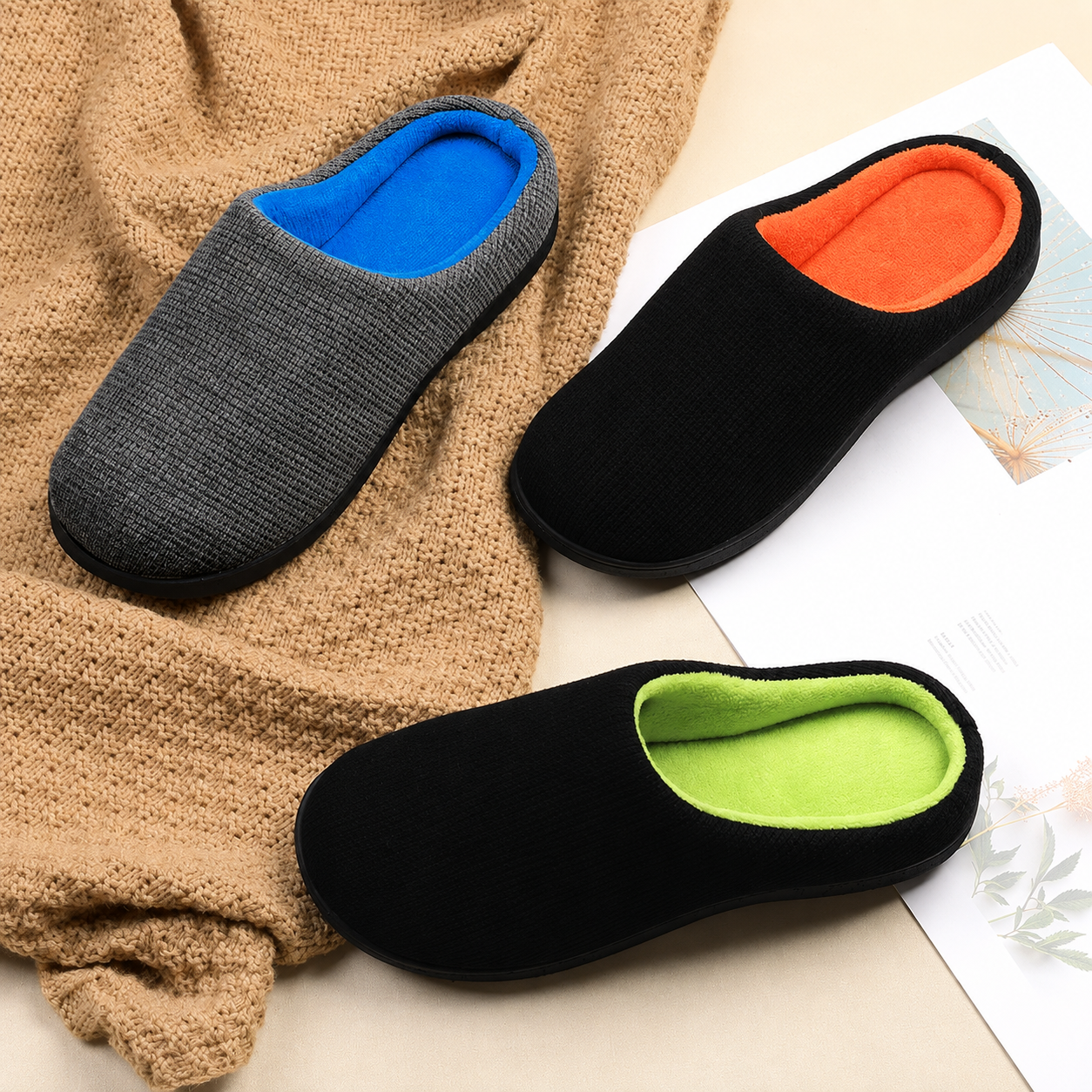 Casual Indoor Outdoor Memory Foam Slide Slippers For Men And Women