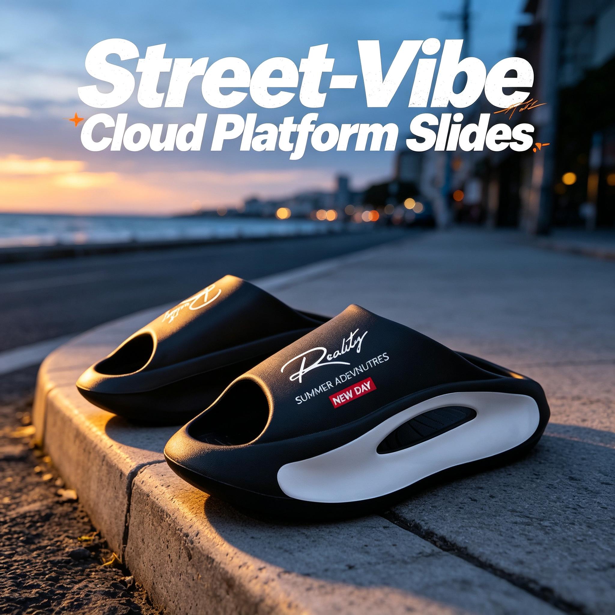 Men's Chunky Cloud Recovery Slides - Lightweight Hollow-Out EVA Pillow Sandals with Anti-Slip Flexible Cushioned Thick Sole, Quick Dry Walking Shoes for Beach, Street Casual, Athletic Use, Suitable for Bathroom, Office, Party, Recovery Sandals