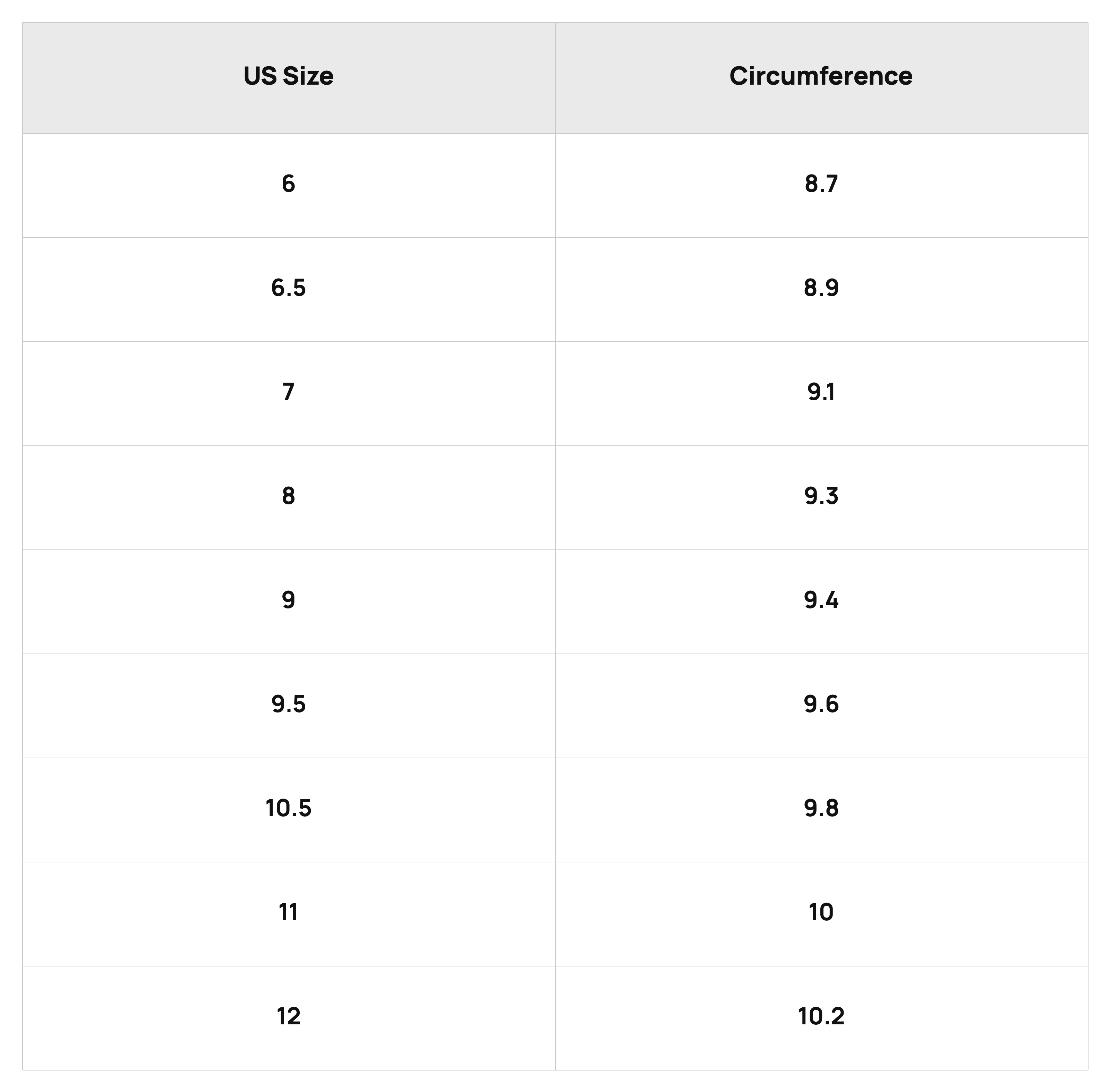 Size Chart