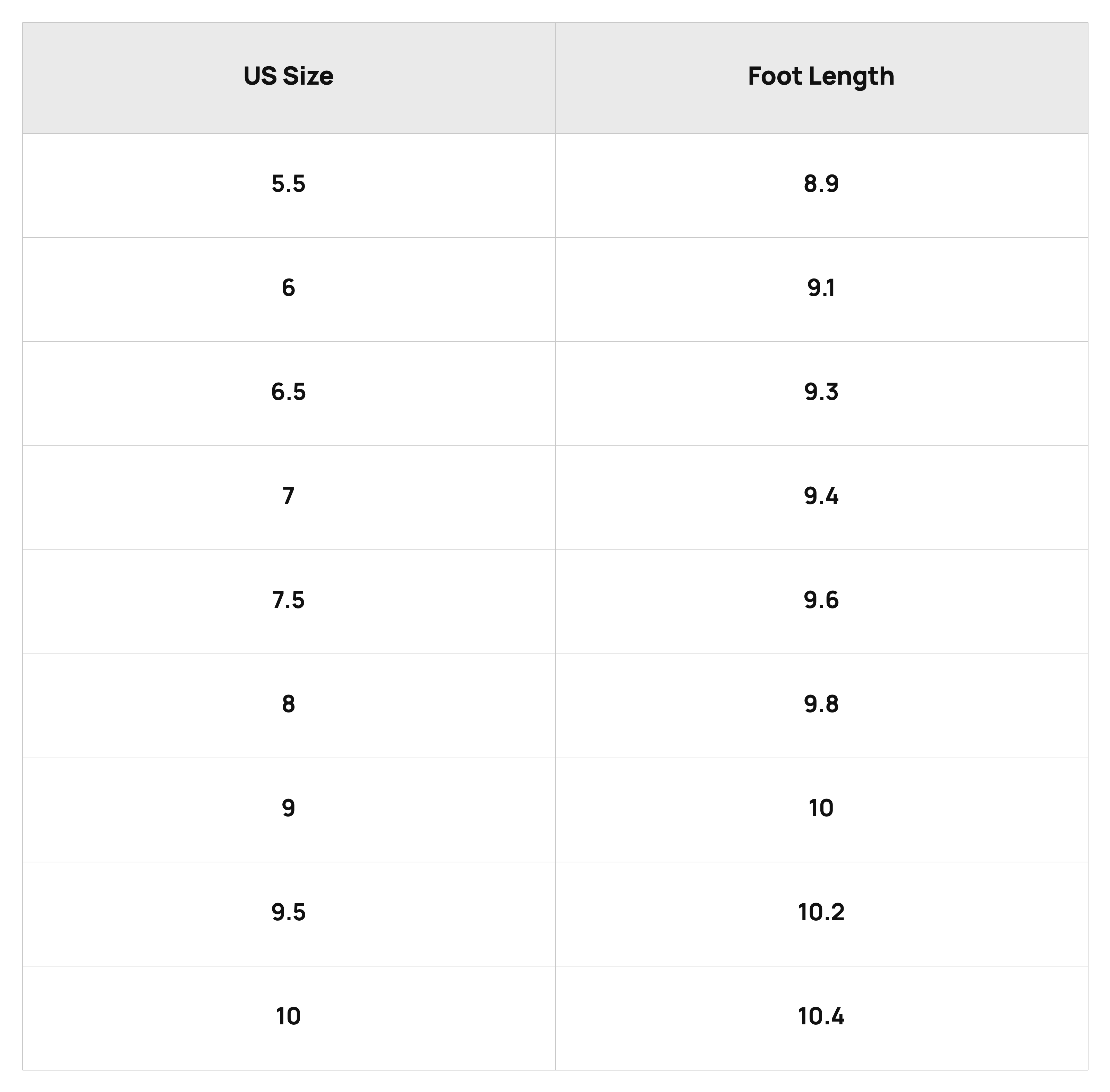 Size Chart