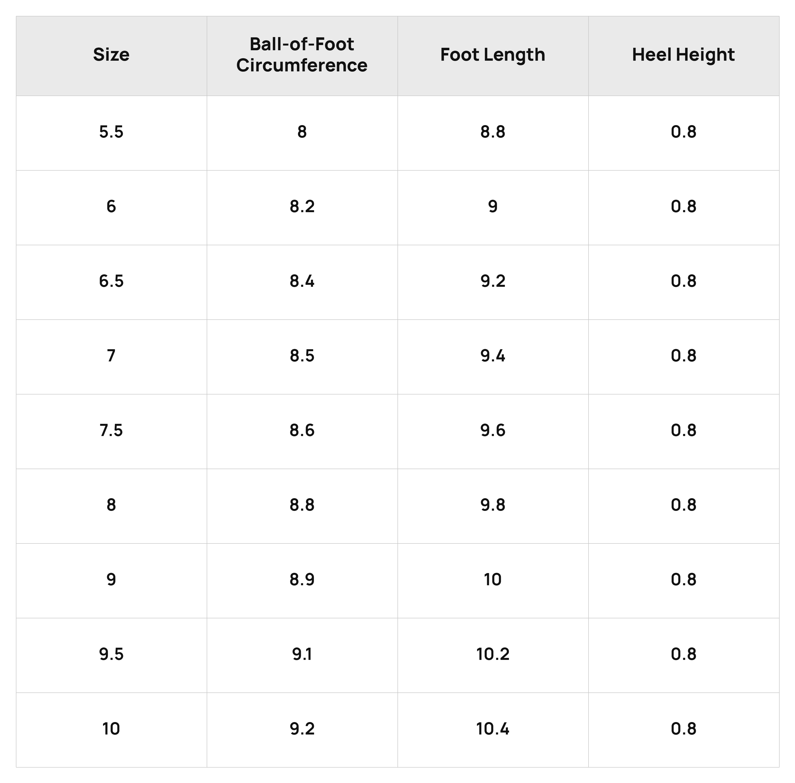 Size Chart