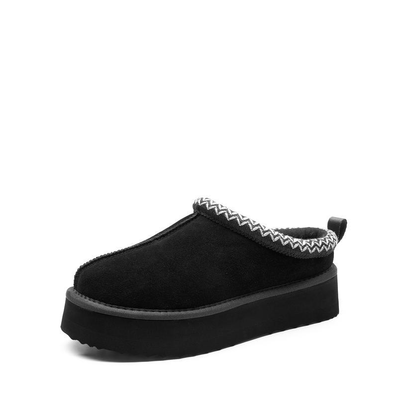 Casual Suede Platform Faux Fur Slippers For Women