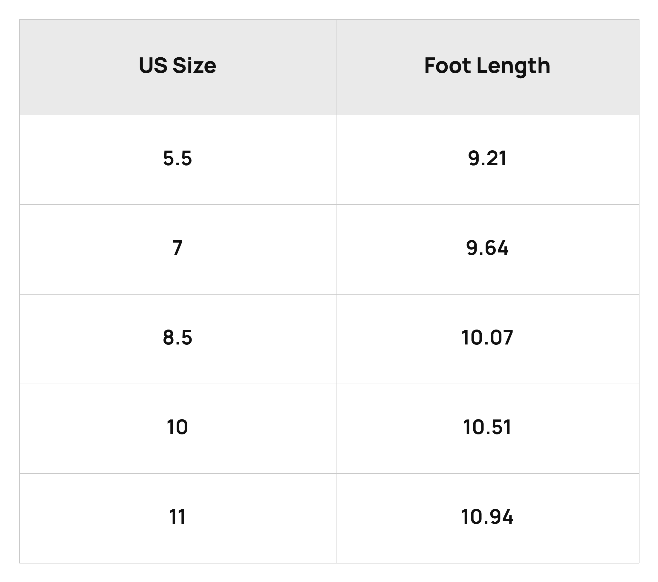 Size Chart