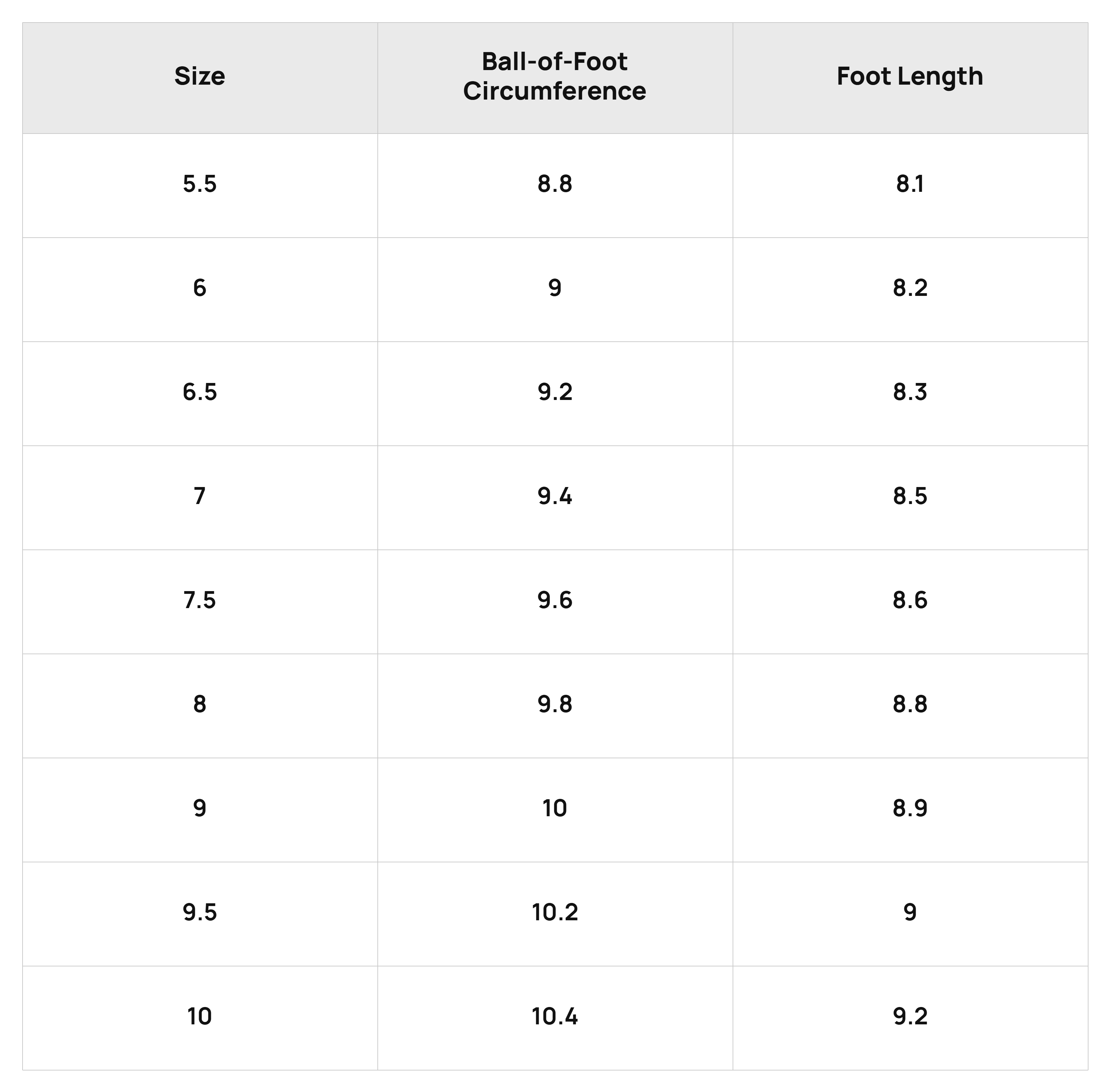 Size Chart