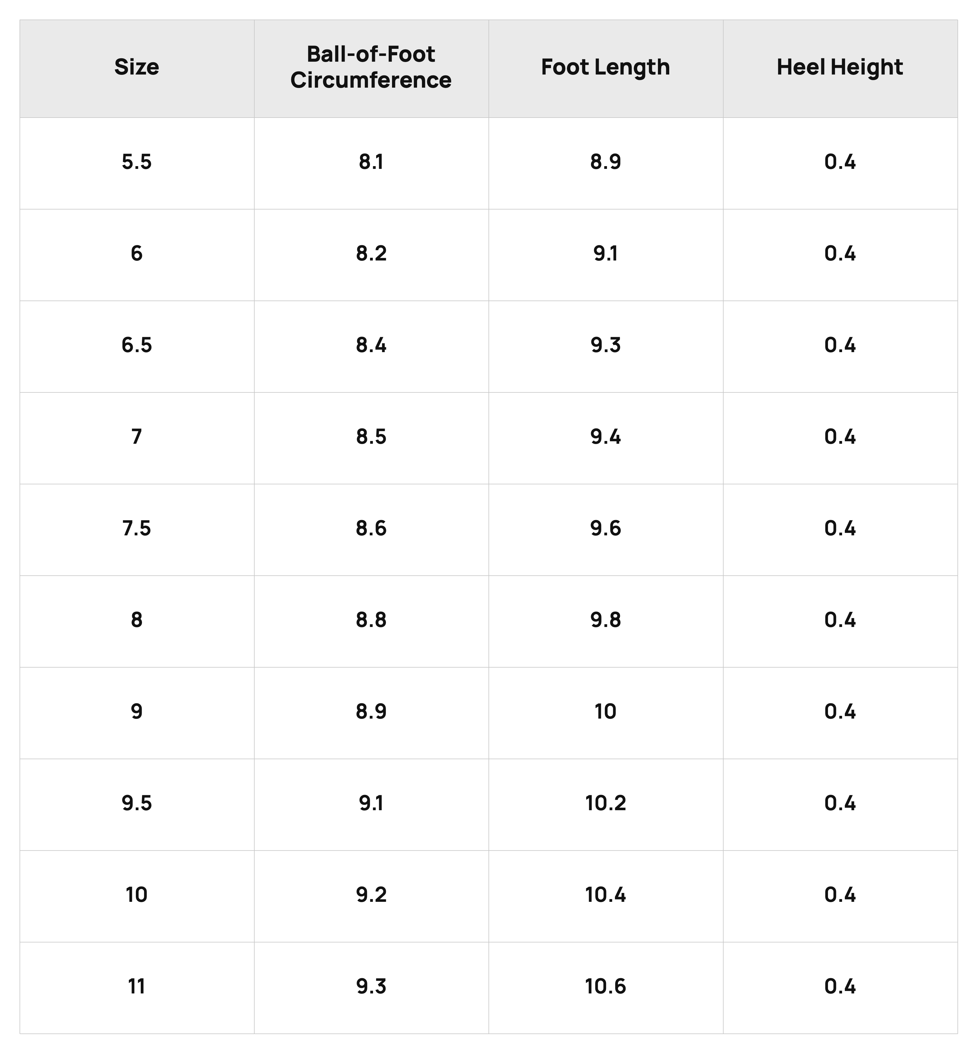 Size Chart
