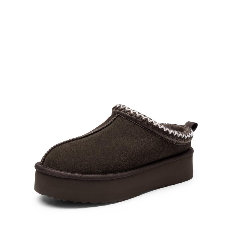 Casual Suede Platform Faux Fur Slippers For Women