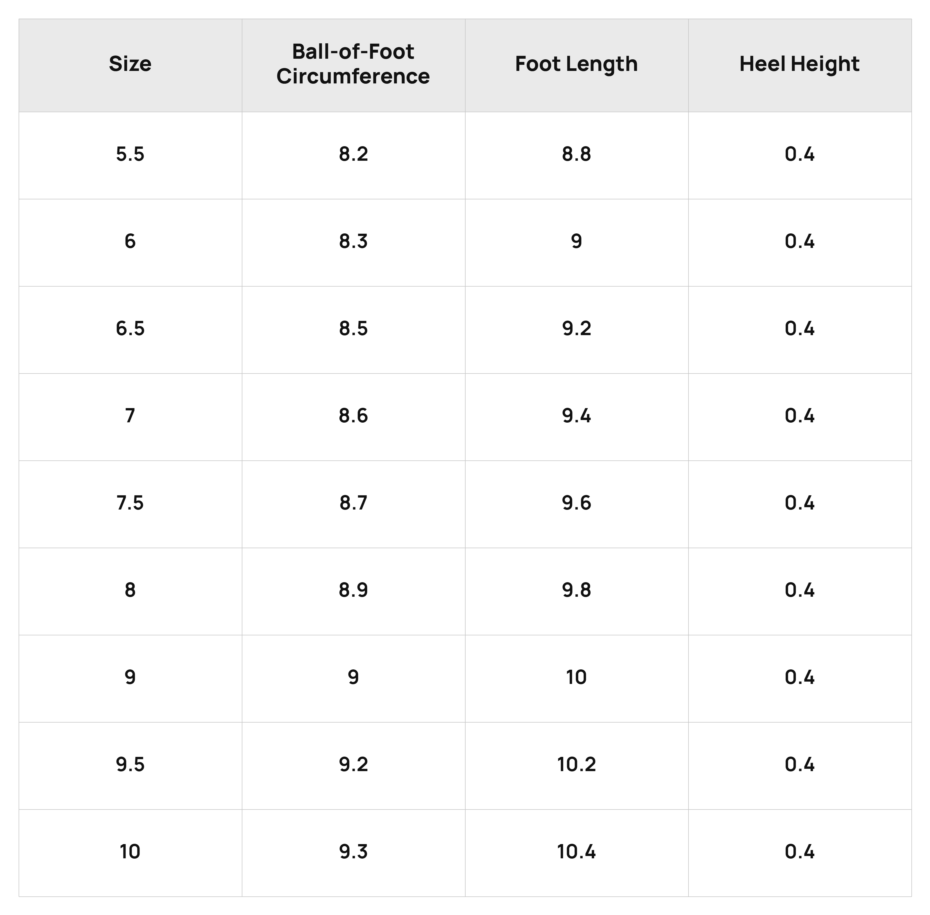 Size Chart