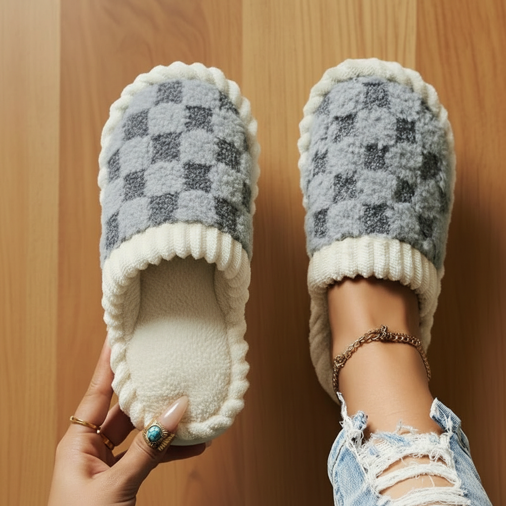 Unisex Fuzzy House Slippers With Sole
