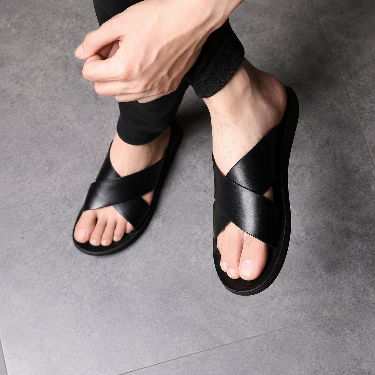 Casual Flat Sandals With Loop Buckle For Men