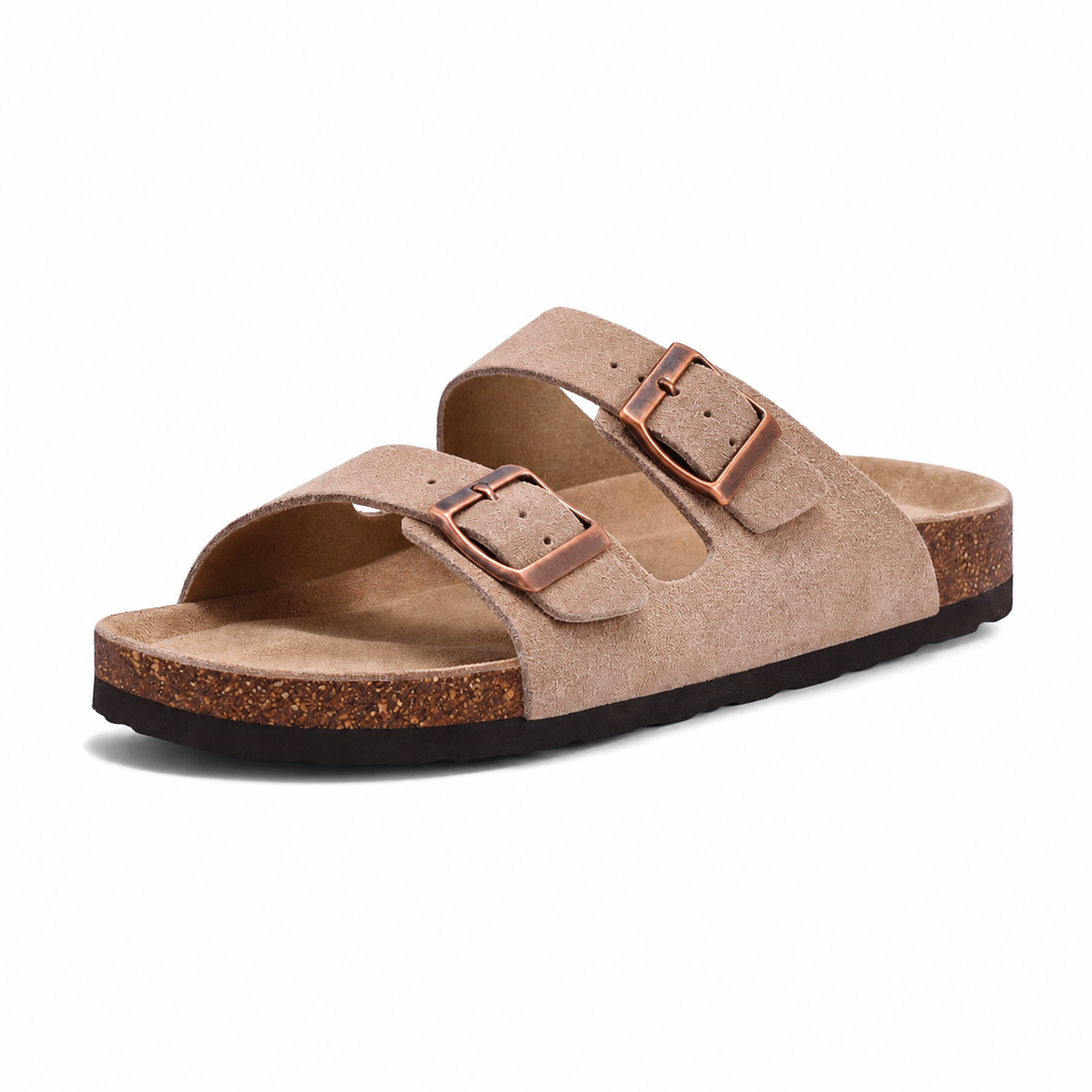 Memory Foam Cork Footbed Adjustable Buckle Strap Sandals For Men