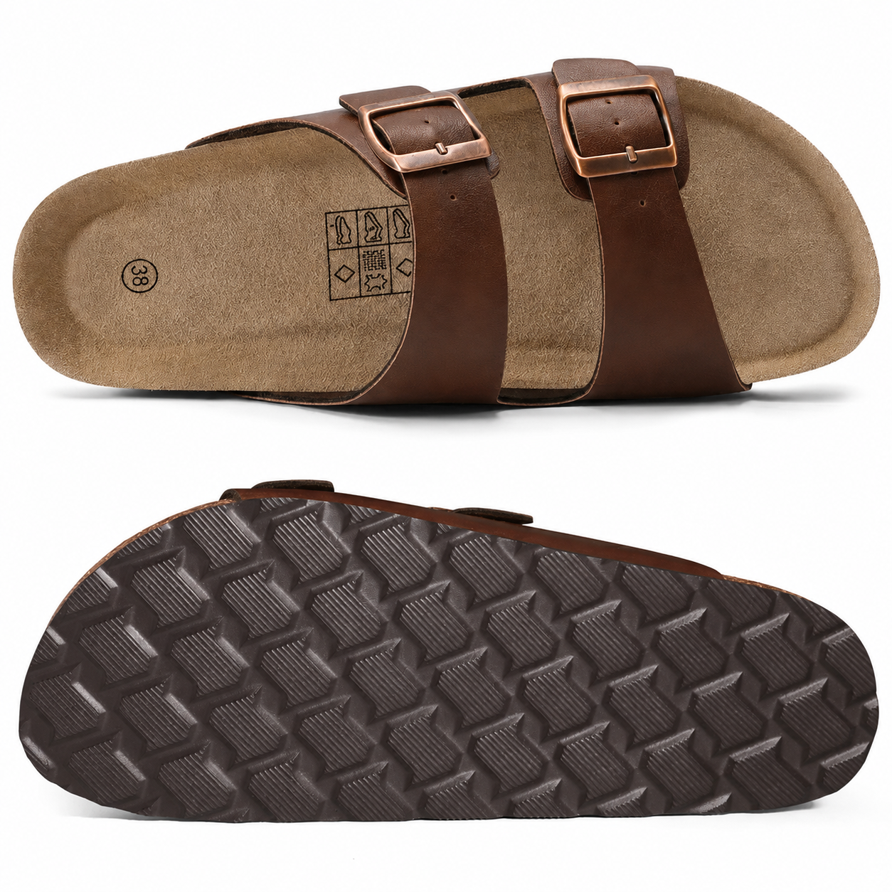 Memory Foam Cork Footbed Adjustable Buckle Strap Sandals For Men