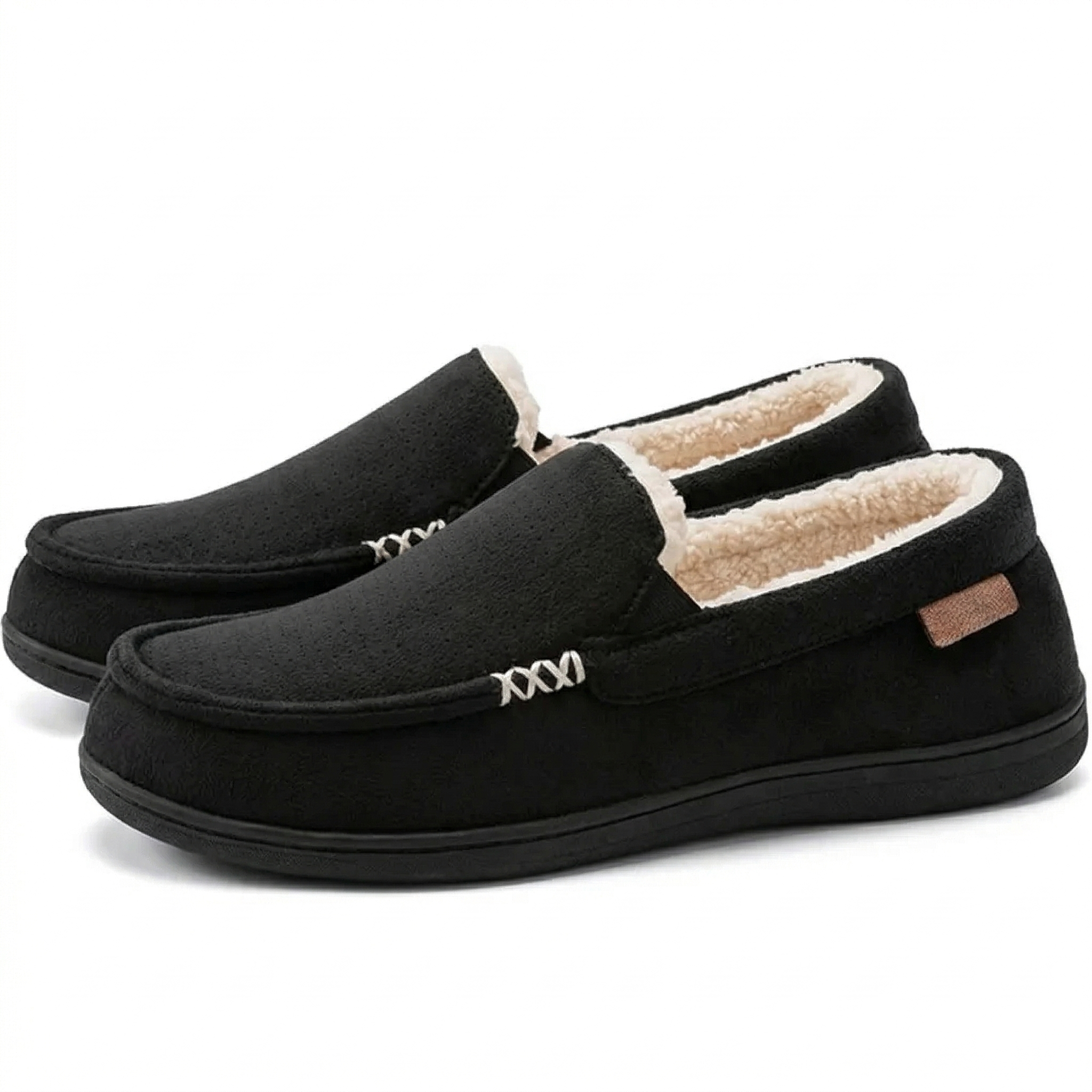 Soft Moccasin Slippers With Anti Slip Rubber Sole 