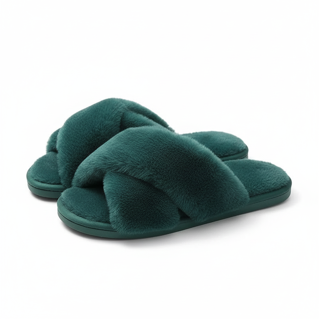 Fuzzy Foam Slippers With EVA Sole