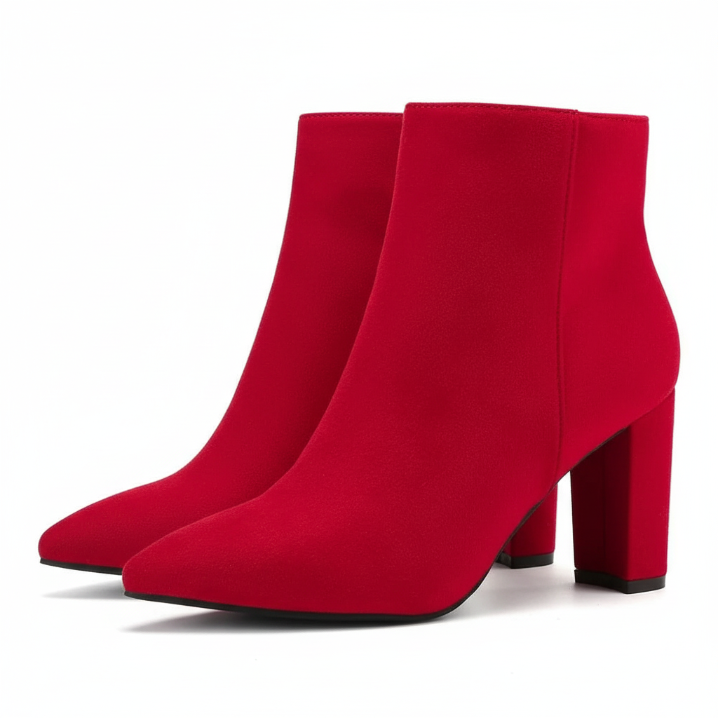 Block Heeled Pointed Pattern Boots