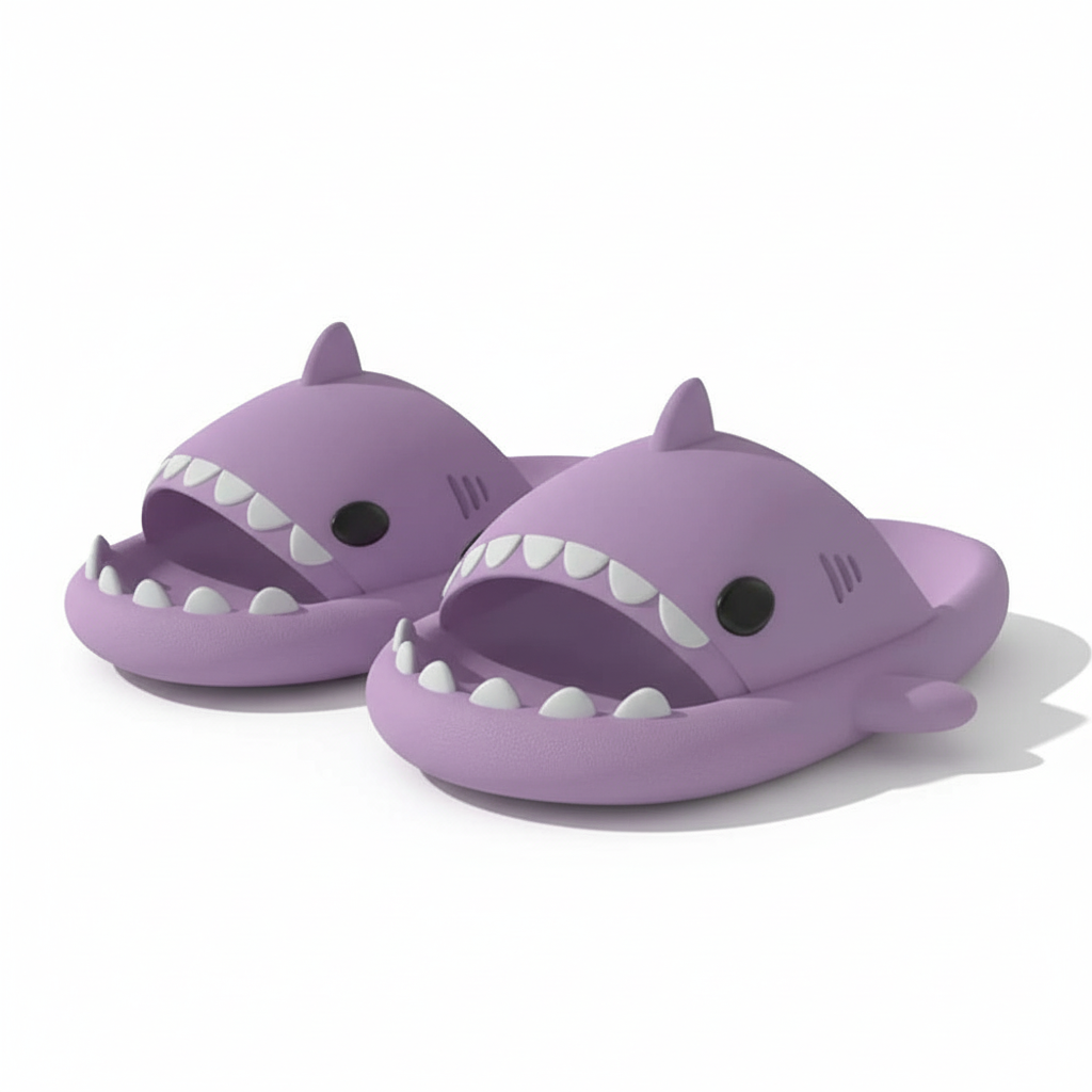 Cute Shark Slippers for Women Men Anti-Slip Novelty Open Toe Slides Summer Lightweight Sole