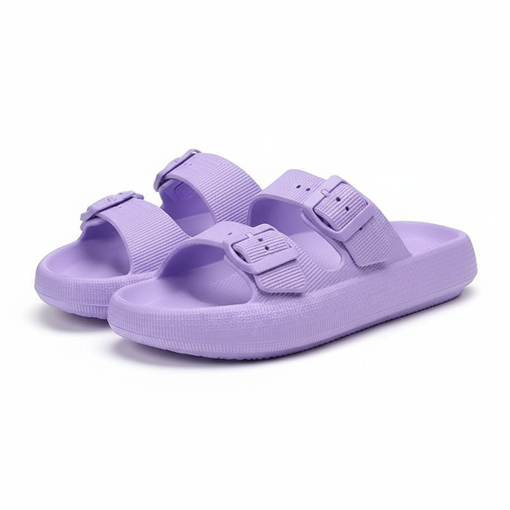 Soft Adjustable Dual Buckle Unisex Slides