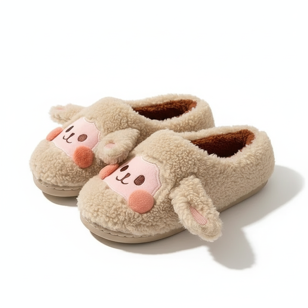 Animal Faces Fluffy Slippers