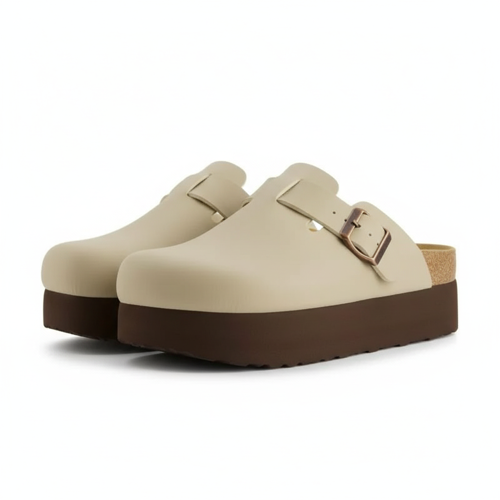 Loom Platform Slip On Clog With Adjustable Buckle Strap For Women