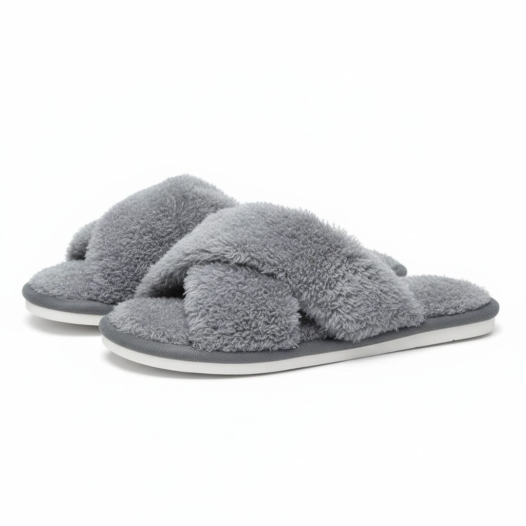Soft Memory Foam Slippers With Fuzzy Fur 