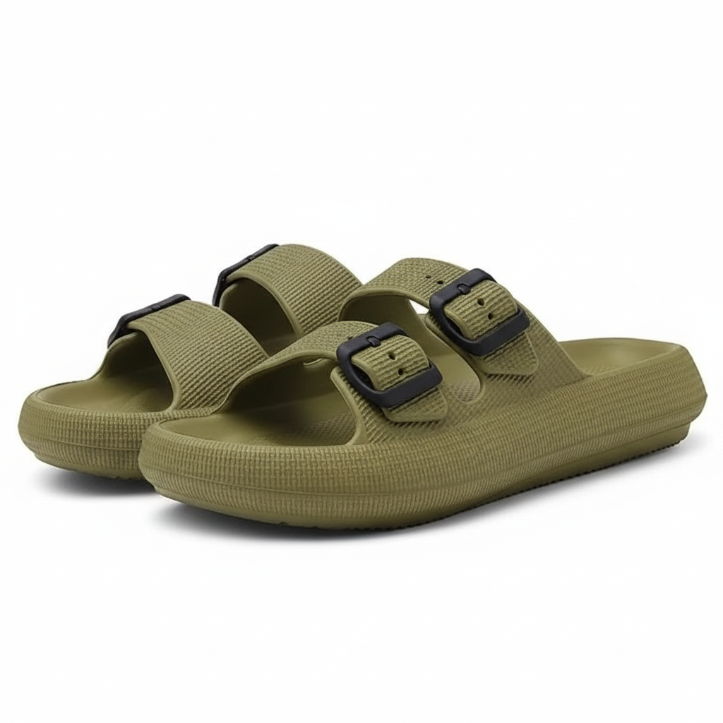 Dual Adjustable Buckles Unisex Sandals