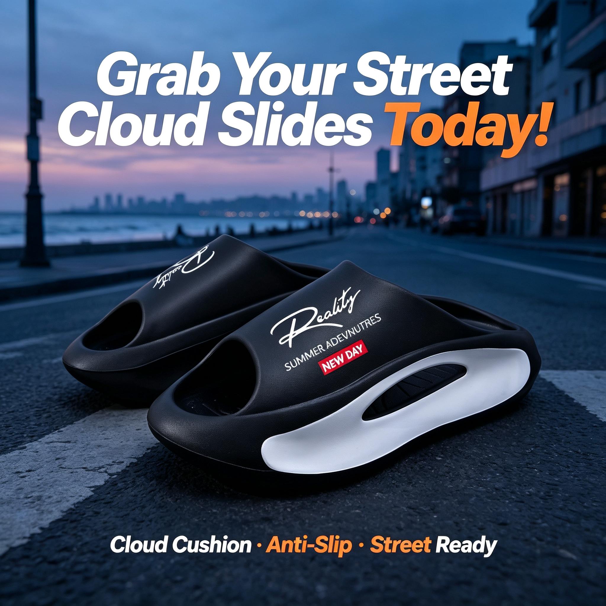 Men's Chunky Cloud Recovery Slides - Lightweight Hollow-Out EVA Pillow Sandals with Anti-Slip Flexible Cushioned Thick Sole, Quick Dry Walking Shoes for Beach, Street Casual, Athletic Use, Suitable for Bathroom, Office, Party, Recovery Sandals