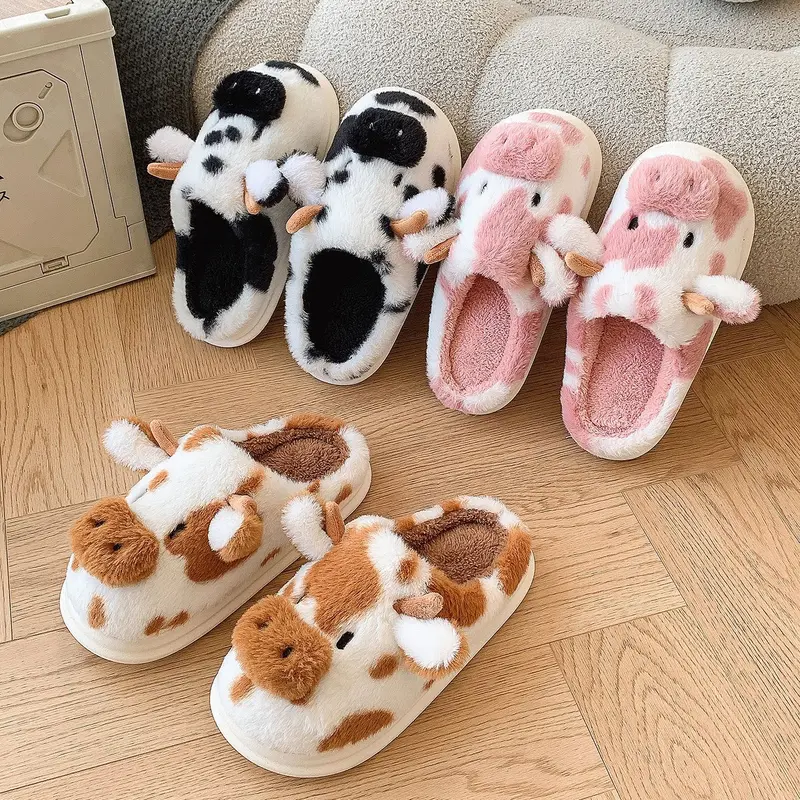 Cartoon Cow Themed Slippers For Men And Women