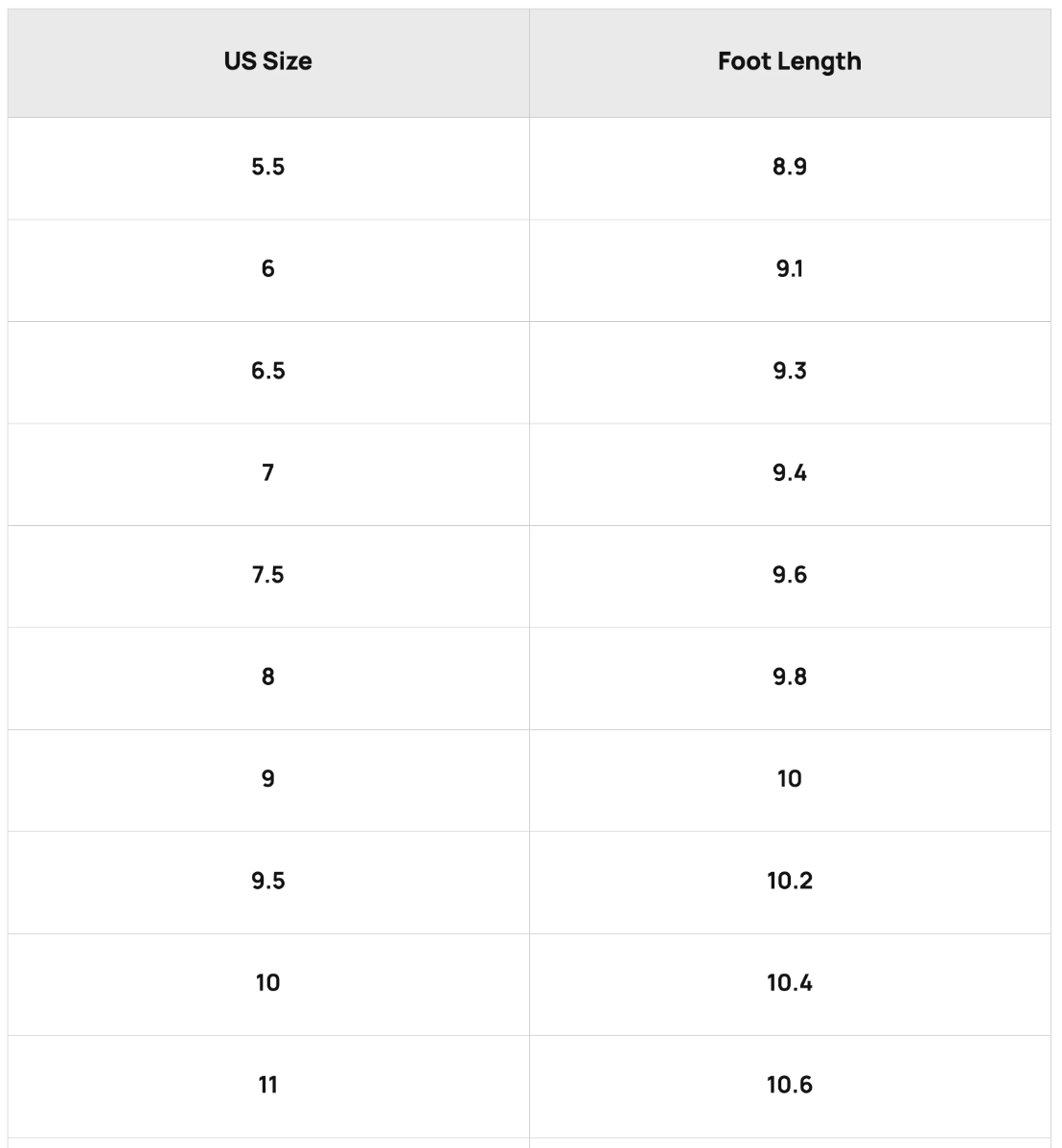 Size Chart
