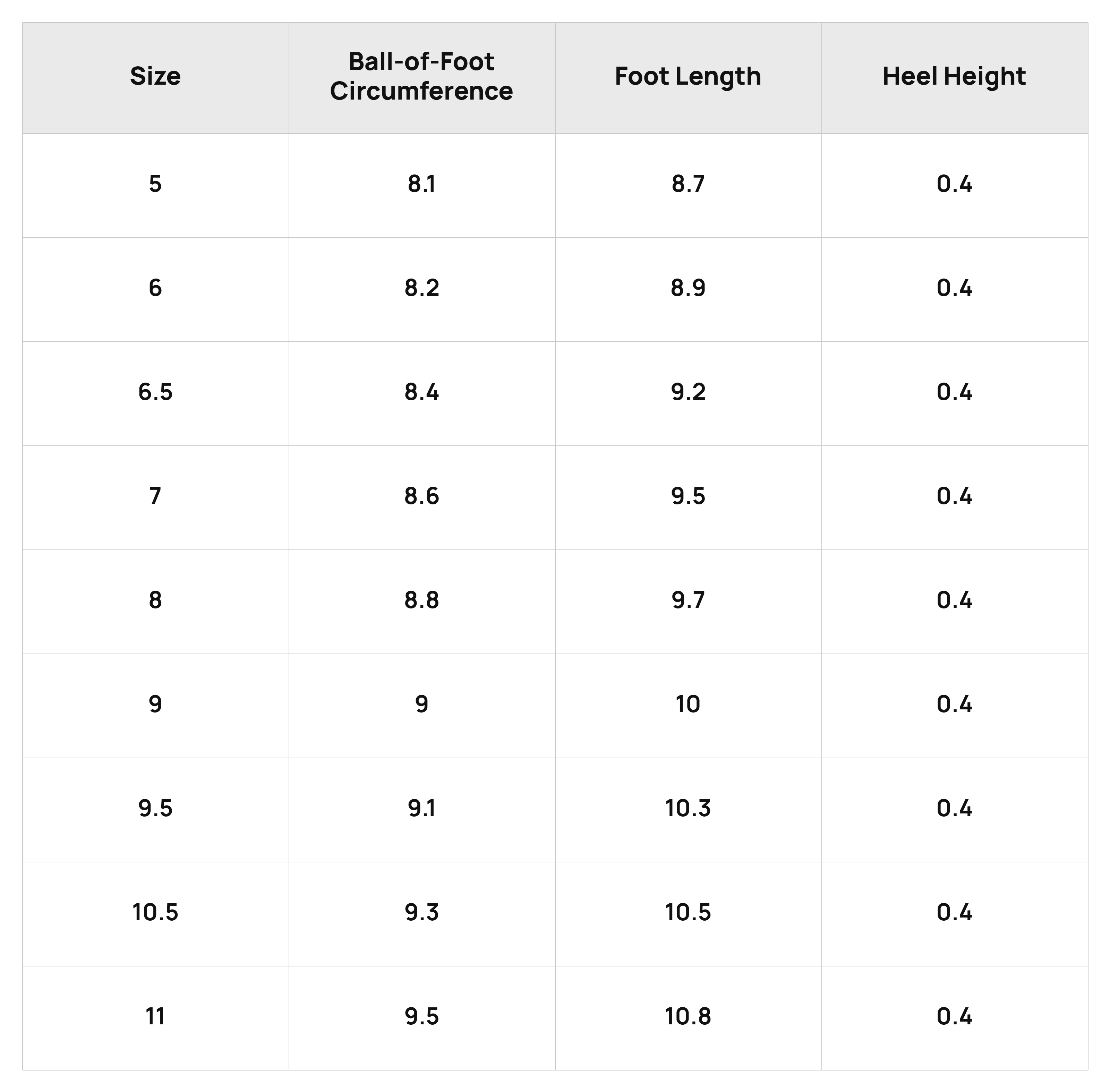 Size Chart