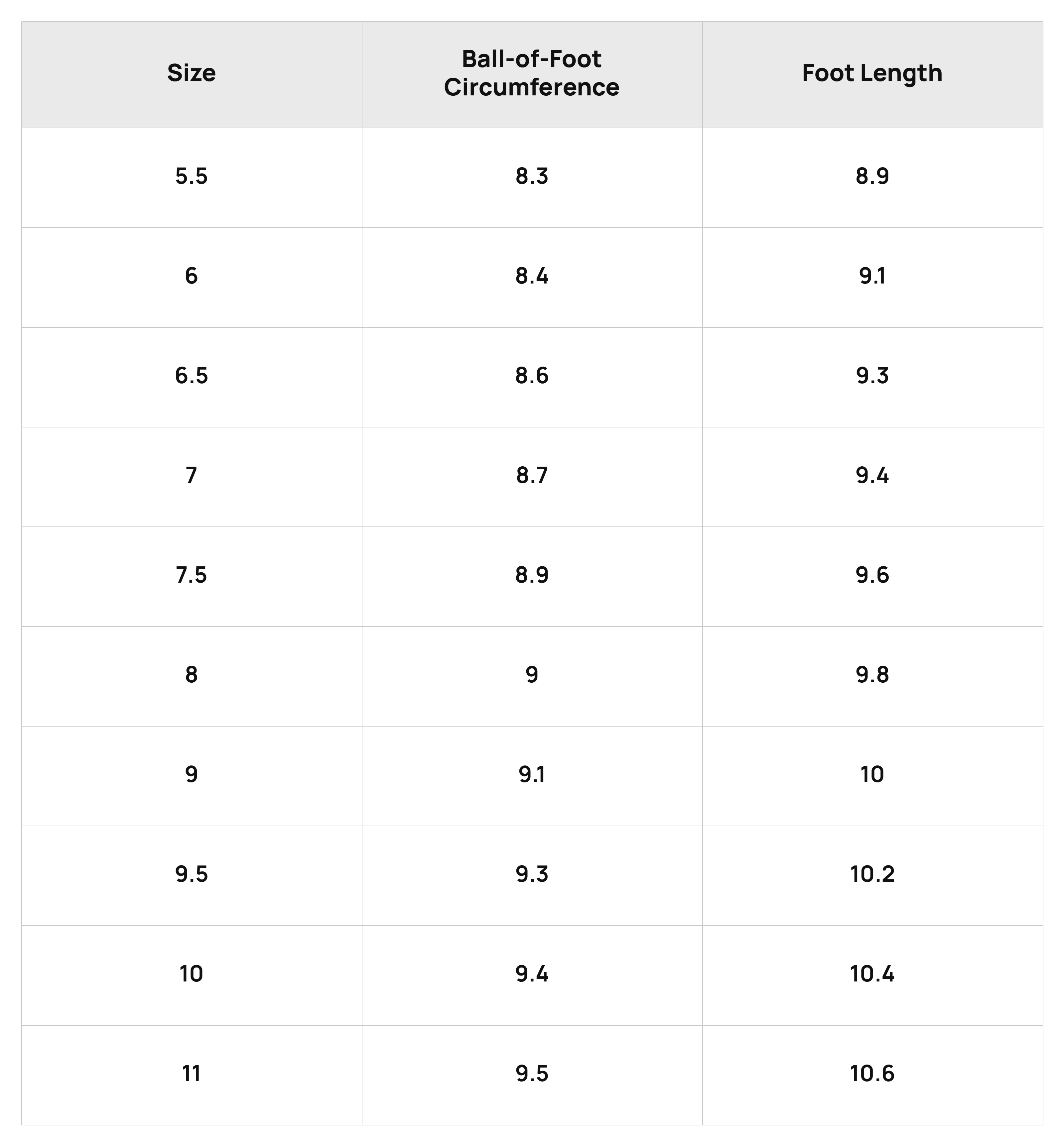 Size Chart
