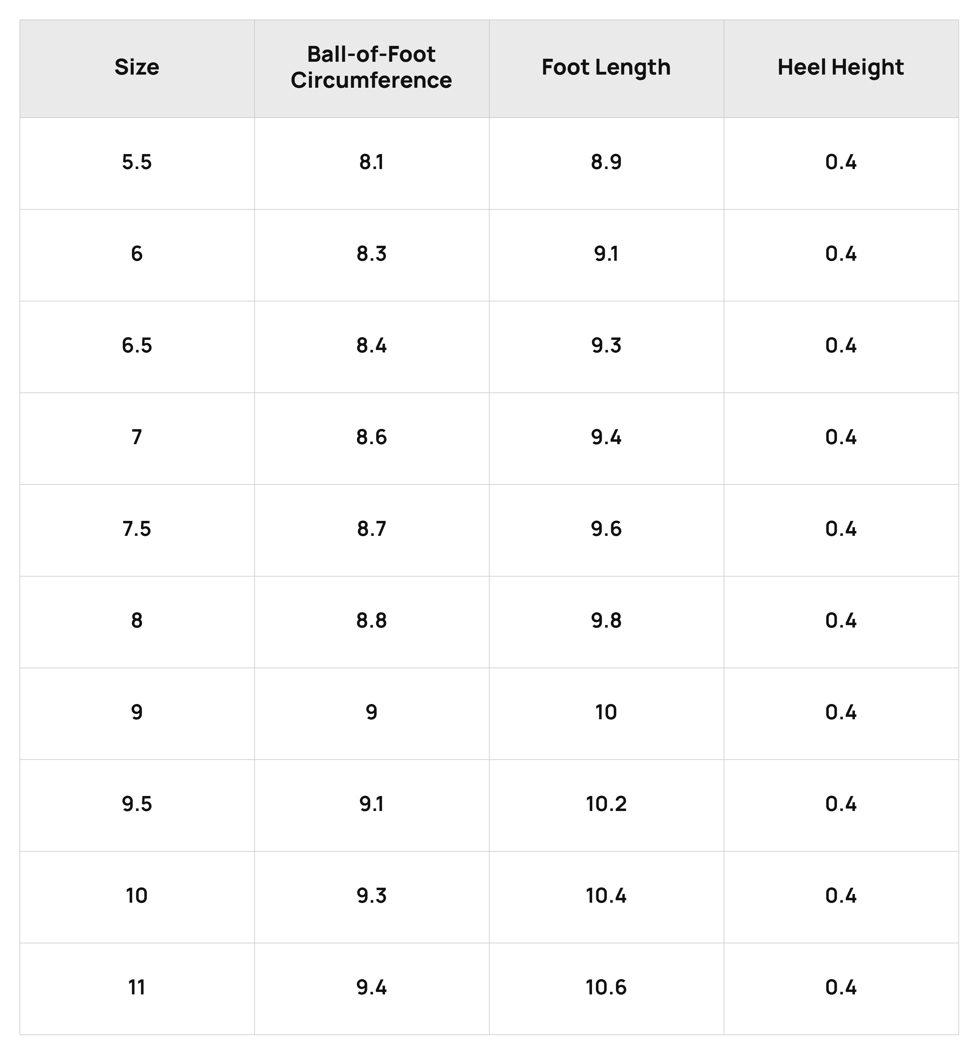 Size Chart