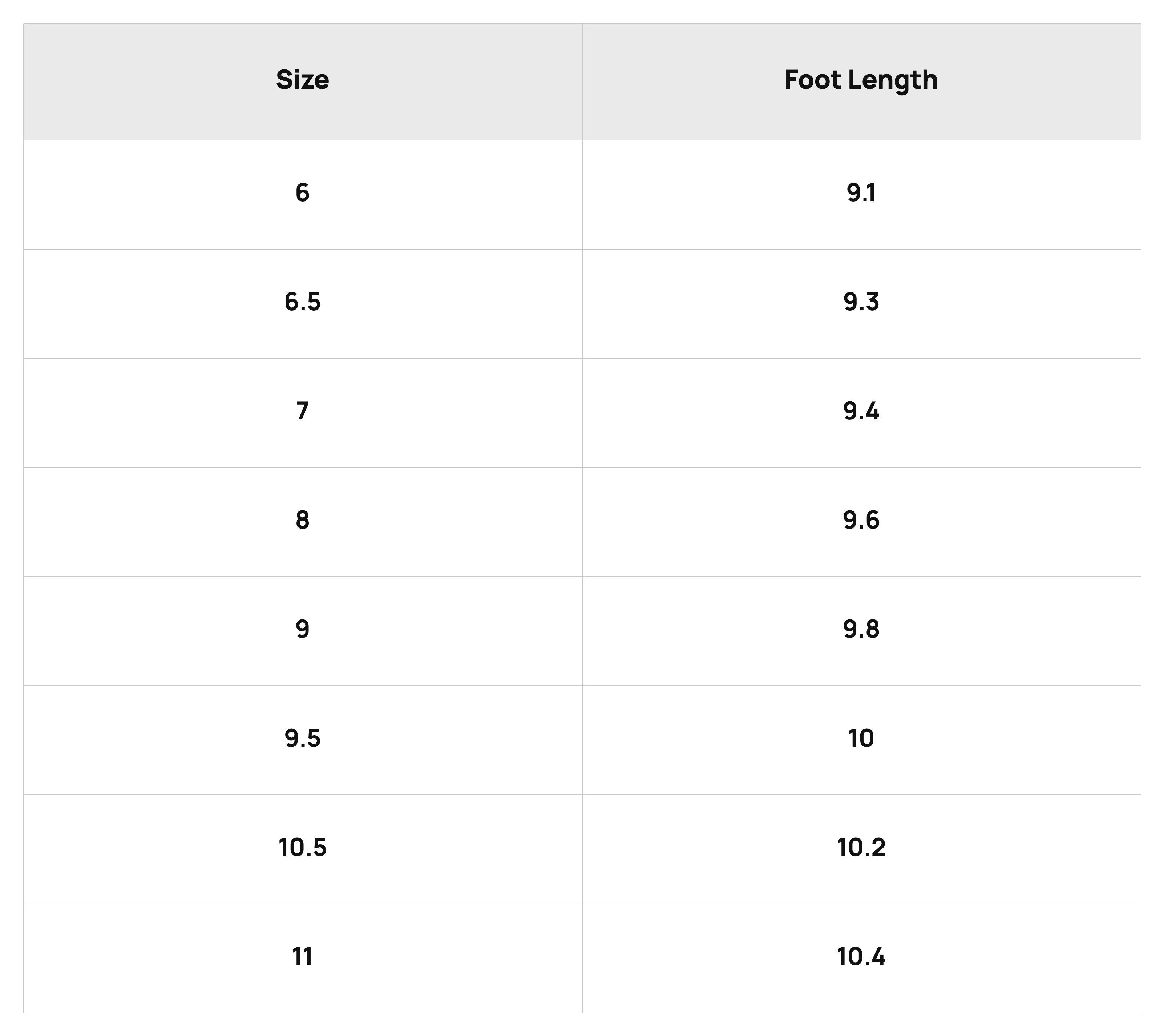 Size Chart
