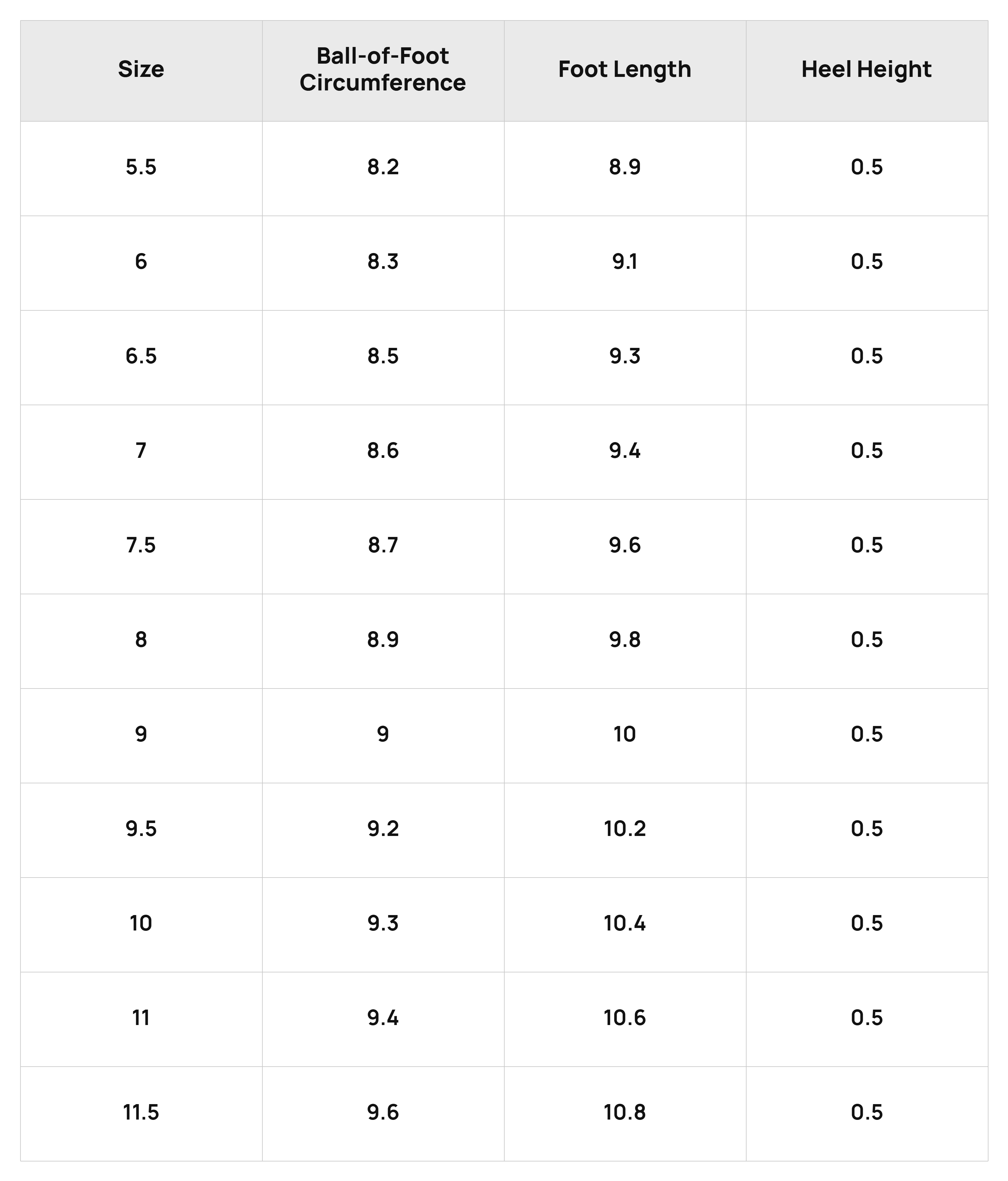 Size Chart