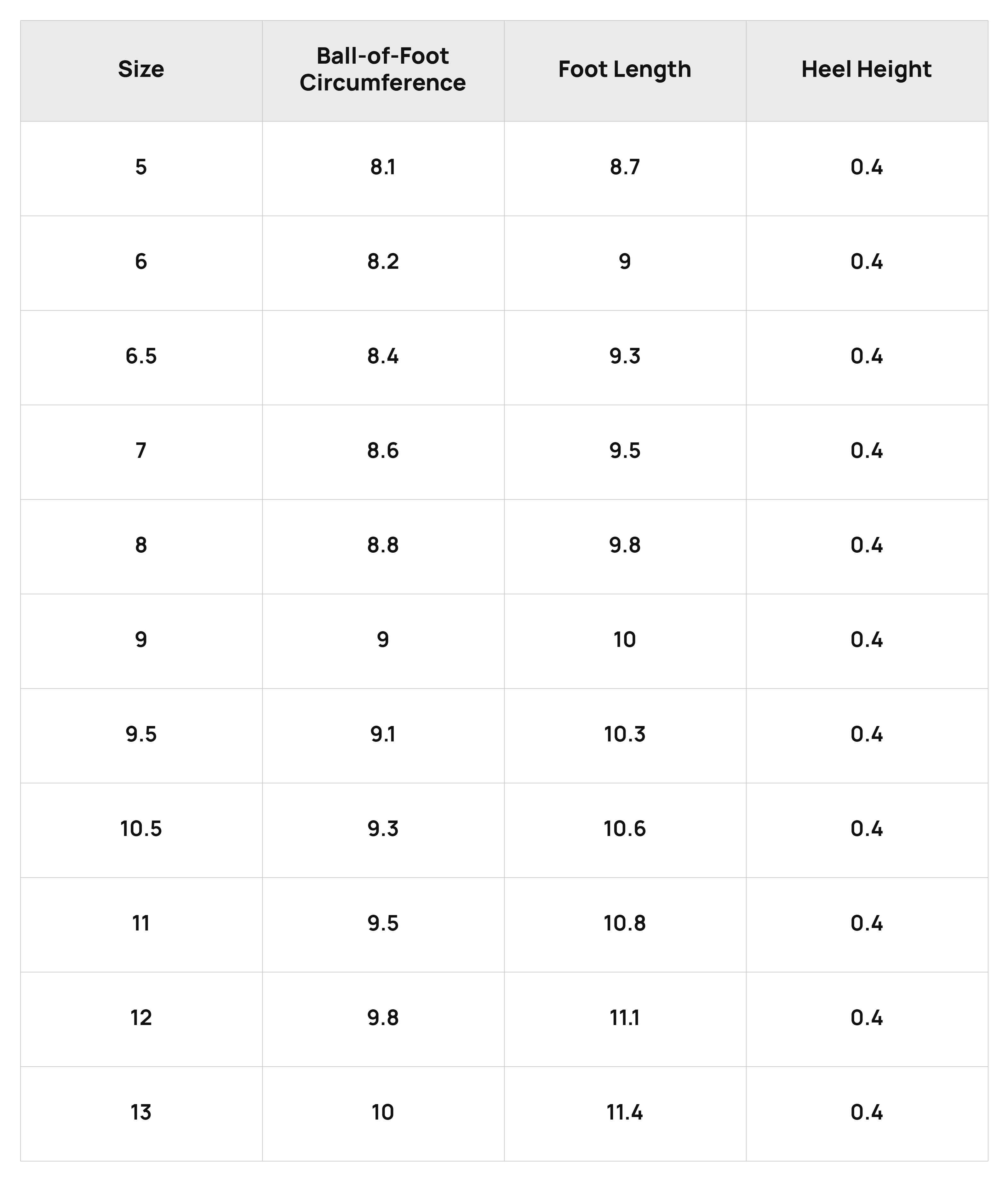 Size Chart