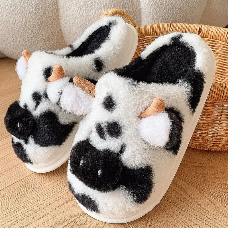Cartoon Cow Themed Slippers For Men And Women
