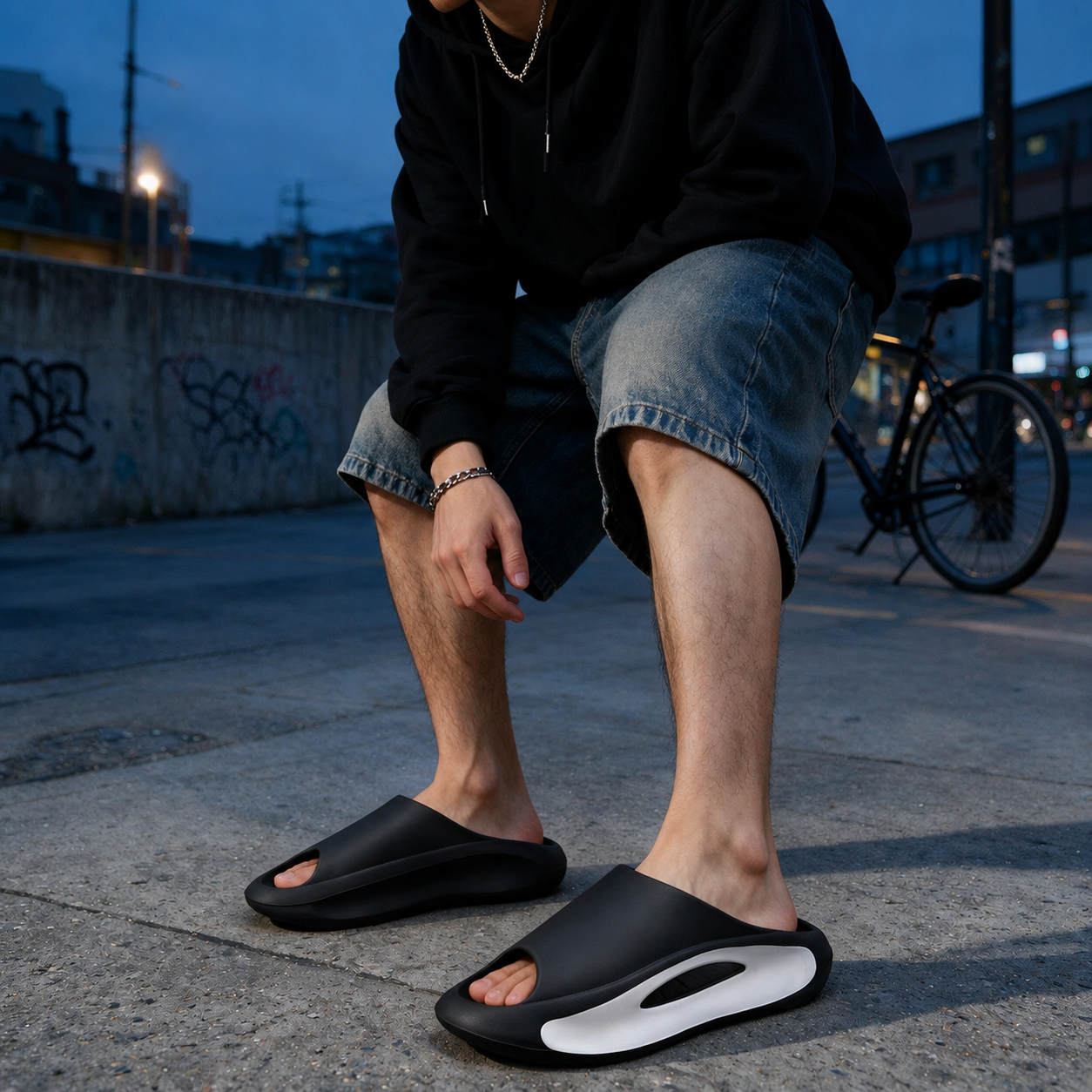 Lightweight Hollow Out Flexible Cushioned Thick Sole Slides For Men