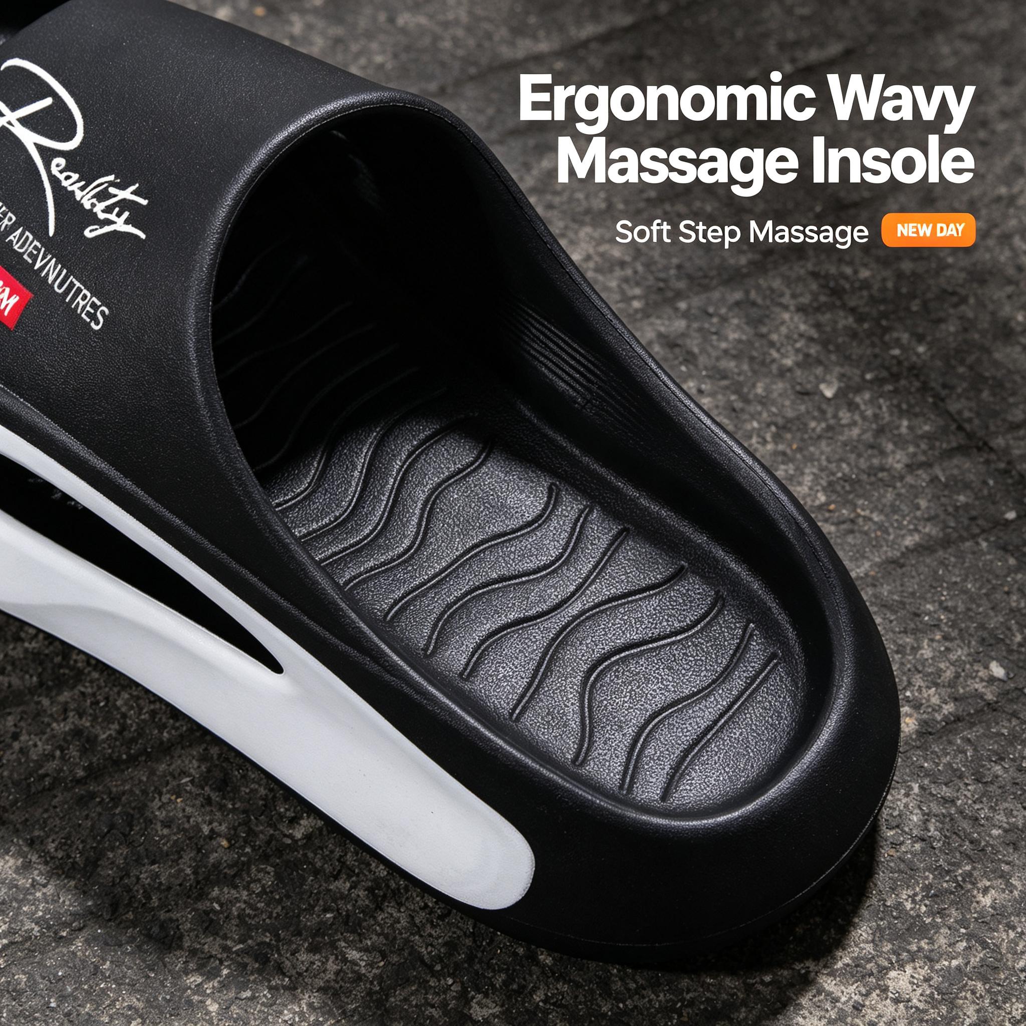 Men's Chunky Cloud Recovery Slides - Lightweight Hollow-Out EVA Pillow Sandals with Anti-Slip Flexible Cushioned Thick Sole, Quick Dry Walking Shoes for Beach, Street Casual, Athletic Use, Suitable for Bathroom, Office, Party, Recovery Sandals
