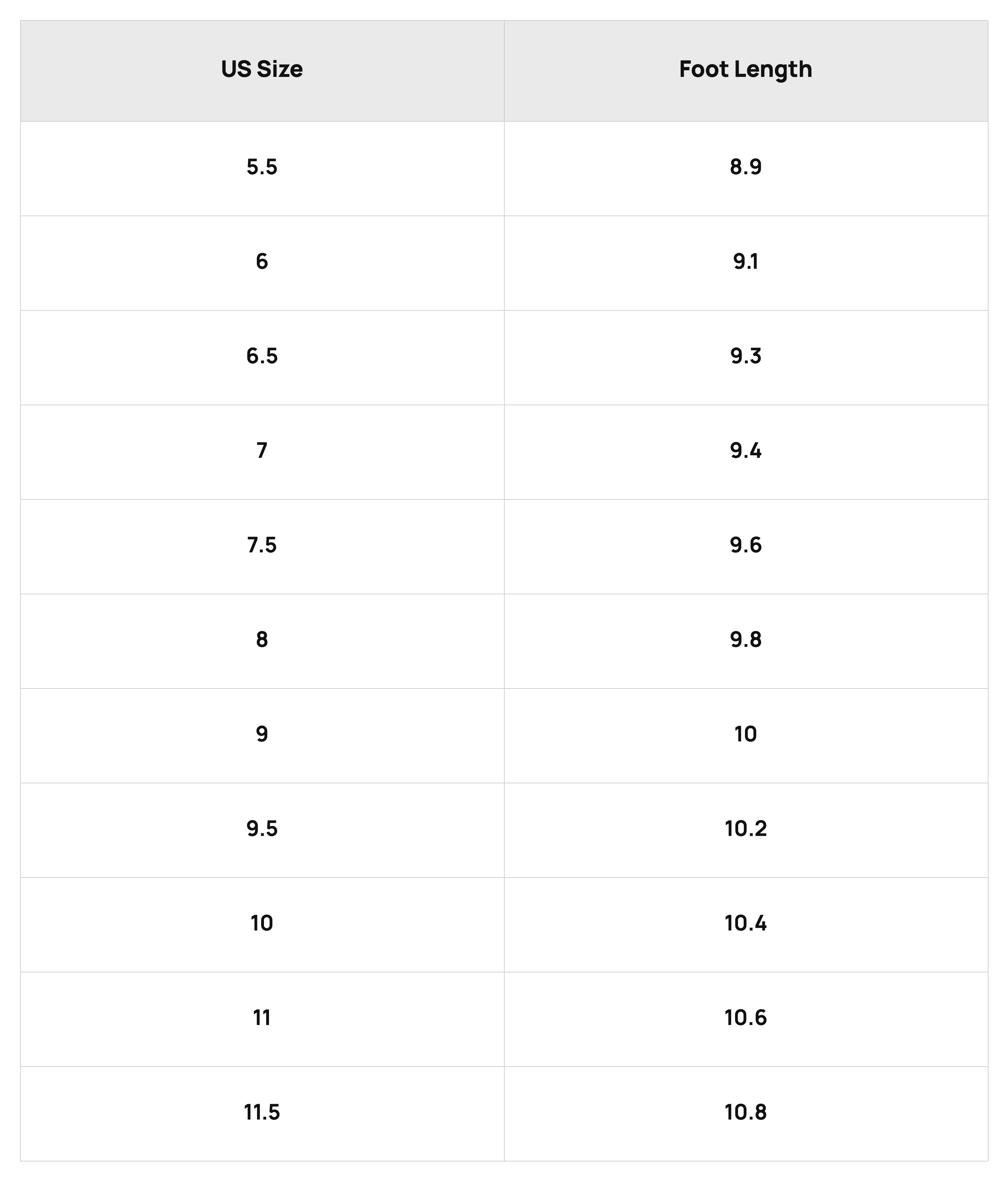 Size Chart