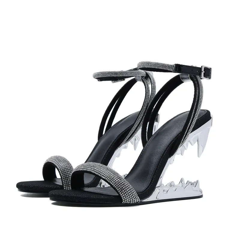 Rhinestone Strap Slip On Sandals for Party and Special Occasion Wear for Women