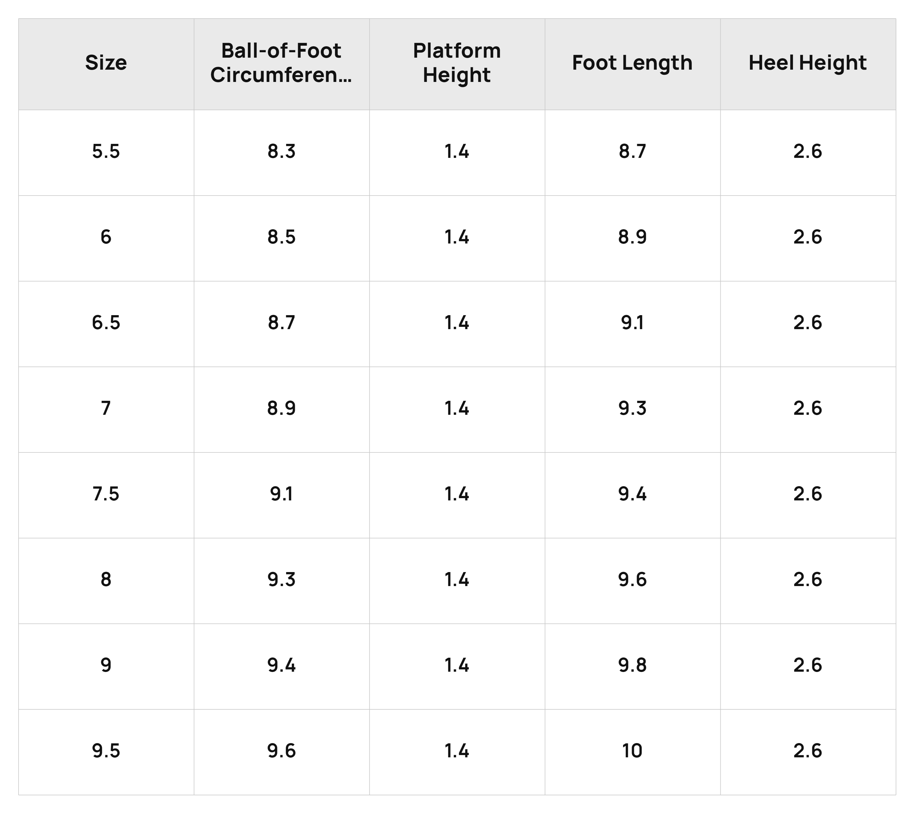 Size Chart