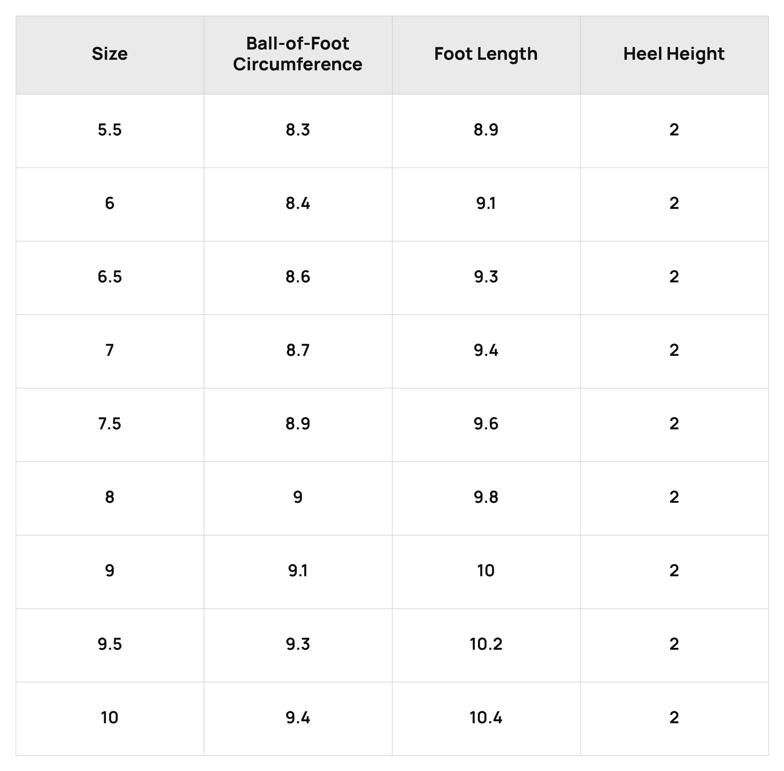 Size Chart
