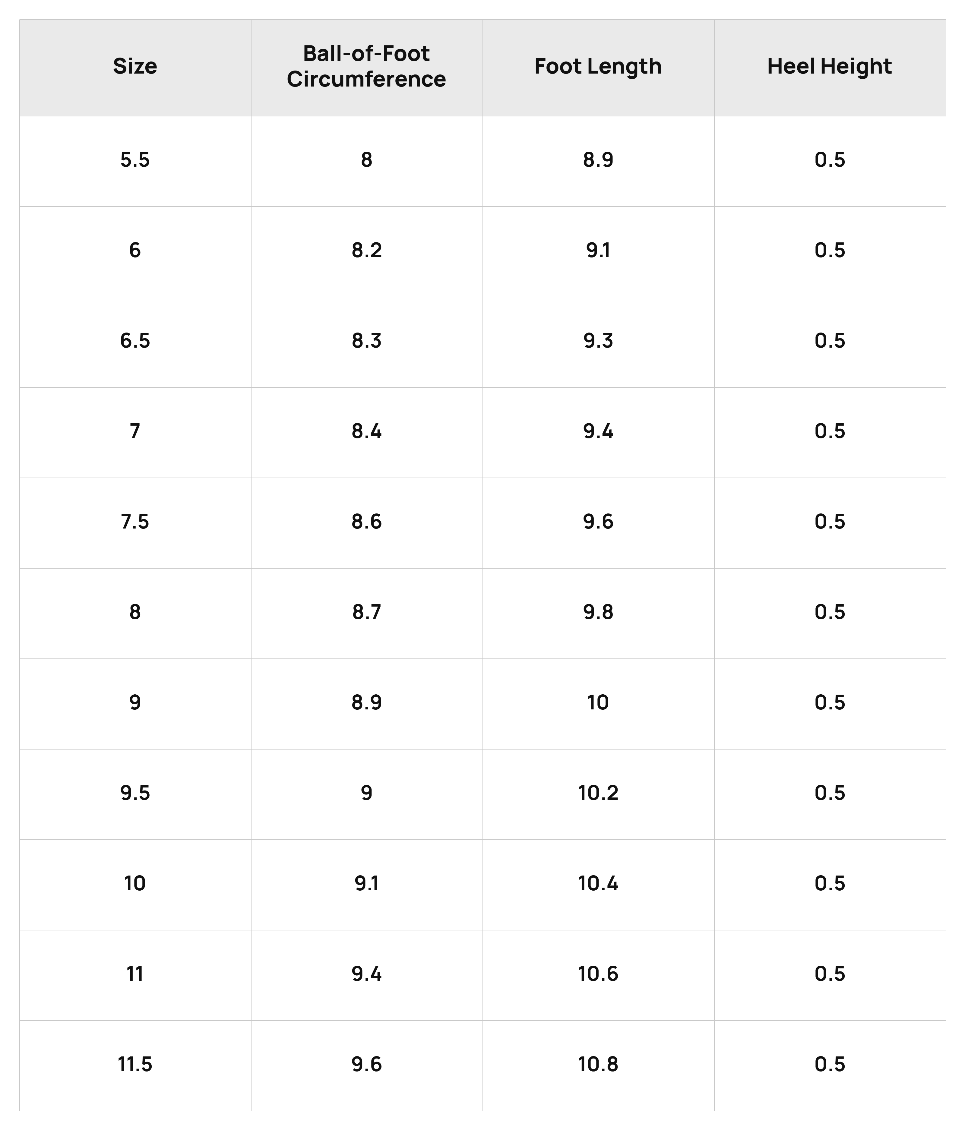 Size Chart
