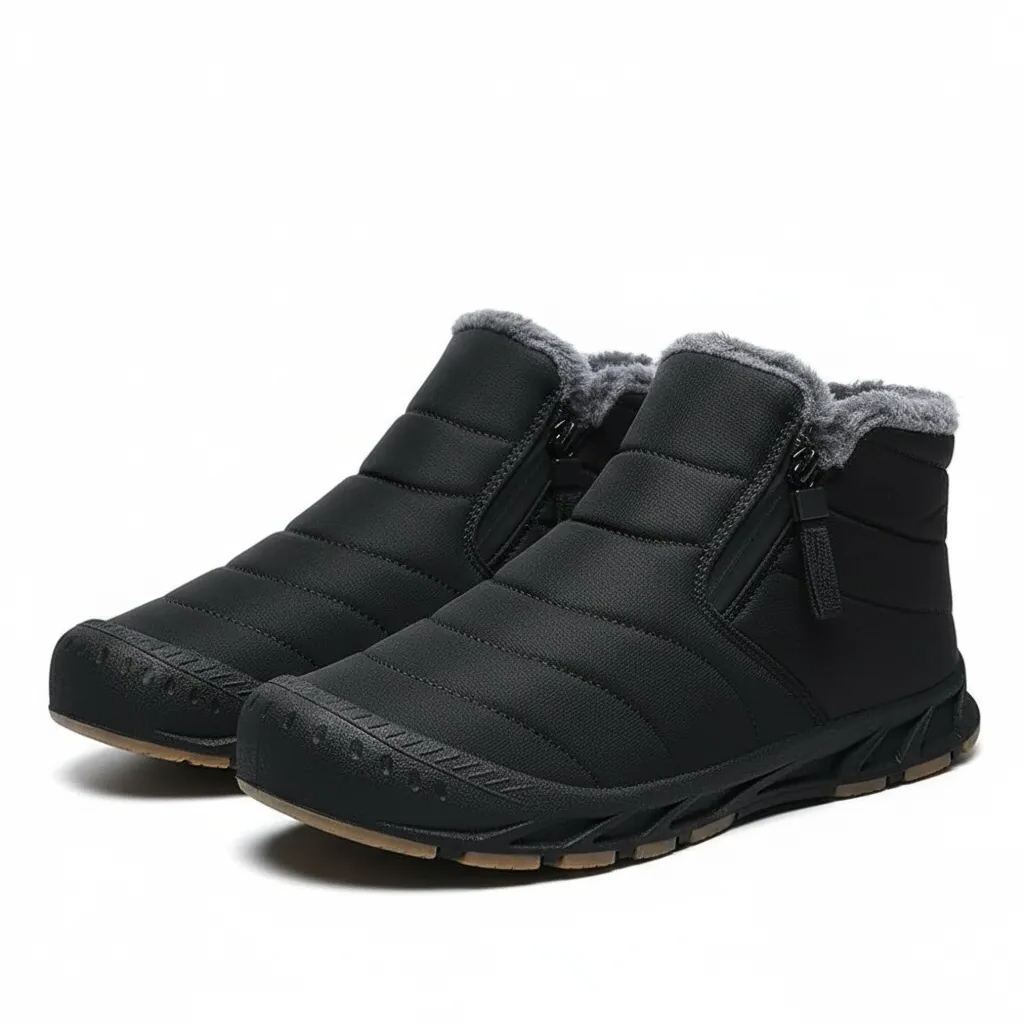 Waterproof Winter Snow Boots With Zipper And Fur Lining